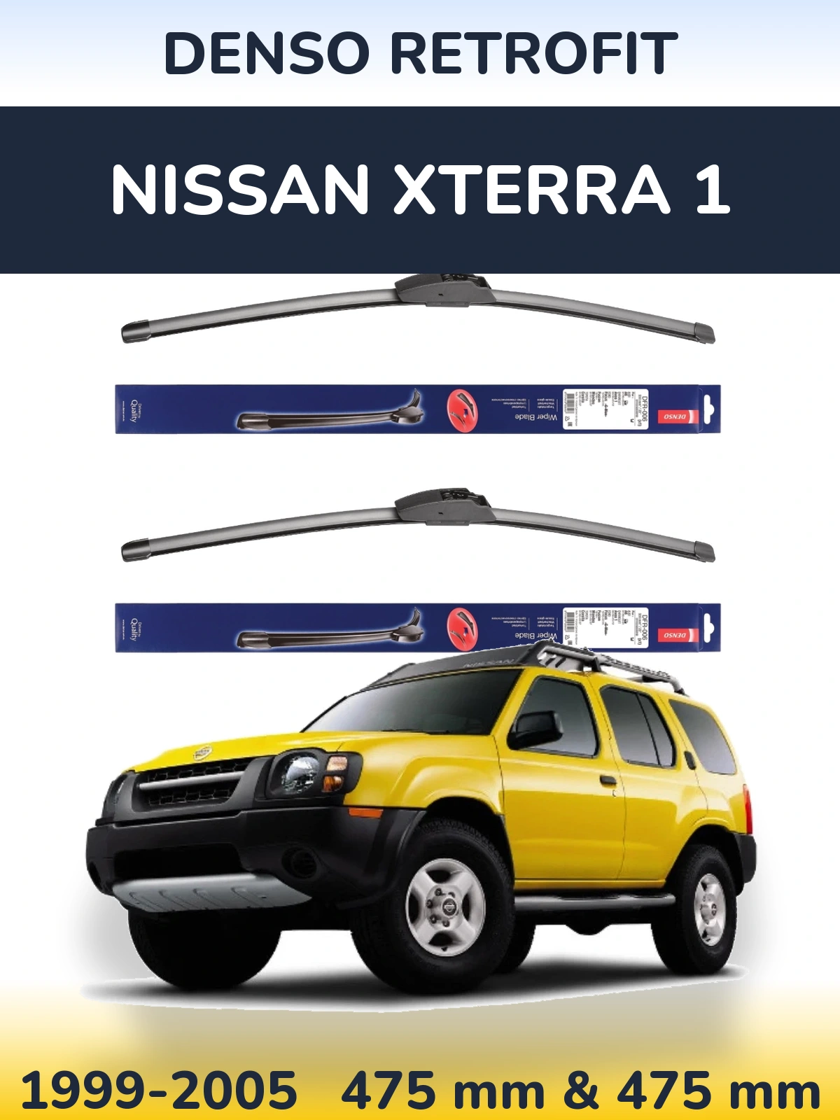 Komplet przednich wycieraczek Denso Retrofit 475 & 475 mm do Nissan Xterra 1 1999-2005