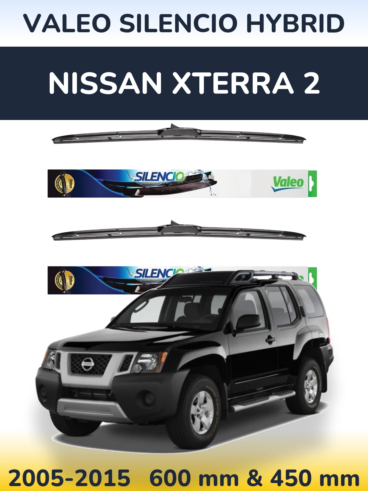 Комплект передніх щіток Valeo Silencio Hybrid 600 & 450 мм для Nissan Xterra 2 2005-2015