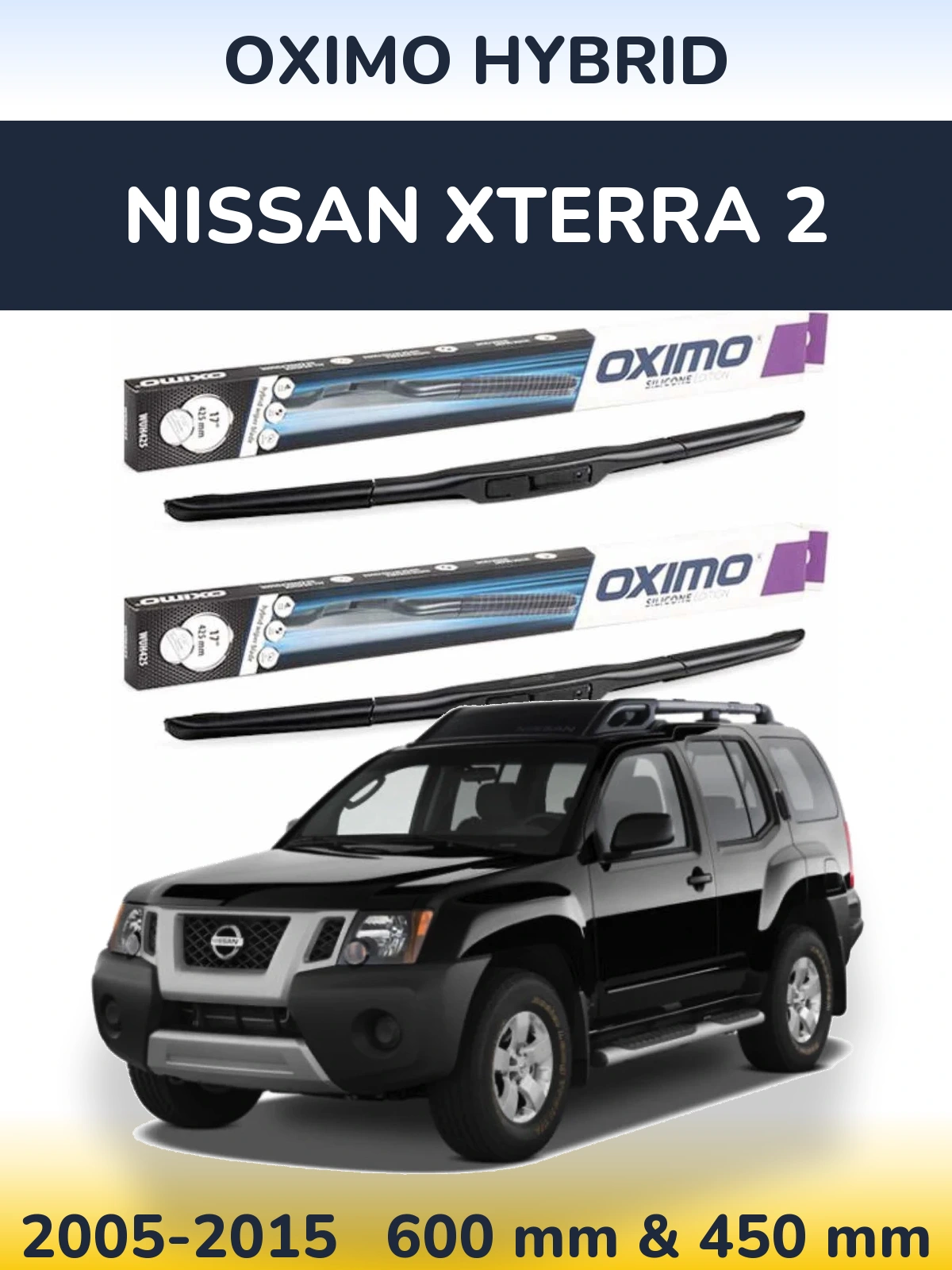 Комплект передних дворников Oximo Hybrid 600 & 450 мм для Nissan Xterra 2 2005-2015