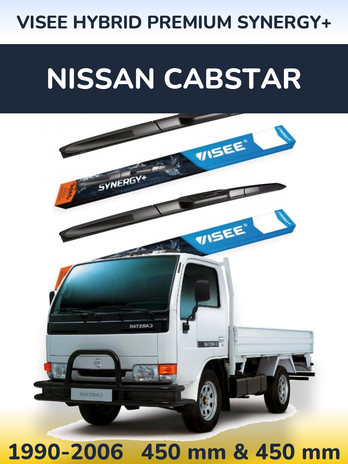 Front wiper blade set VISEE HYBRID PREMIUM SYNERGY+ 450 & 450 mm for Nissan Cabstar 1990-2006