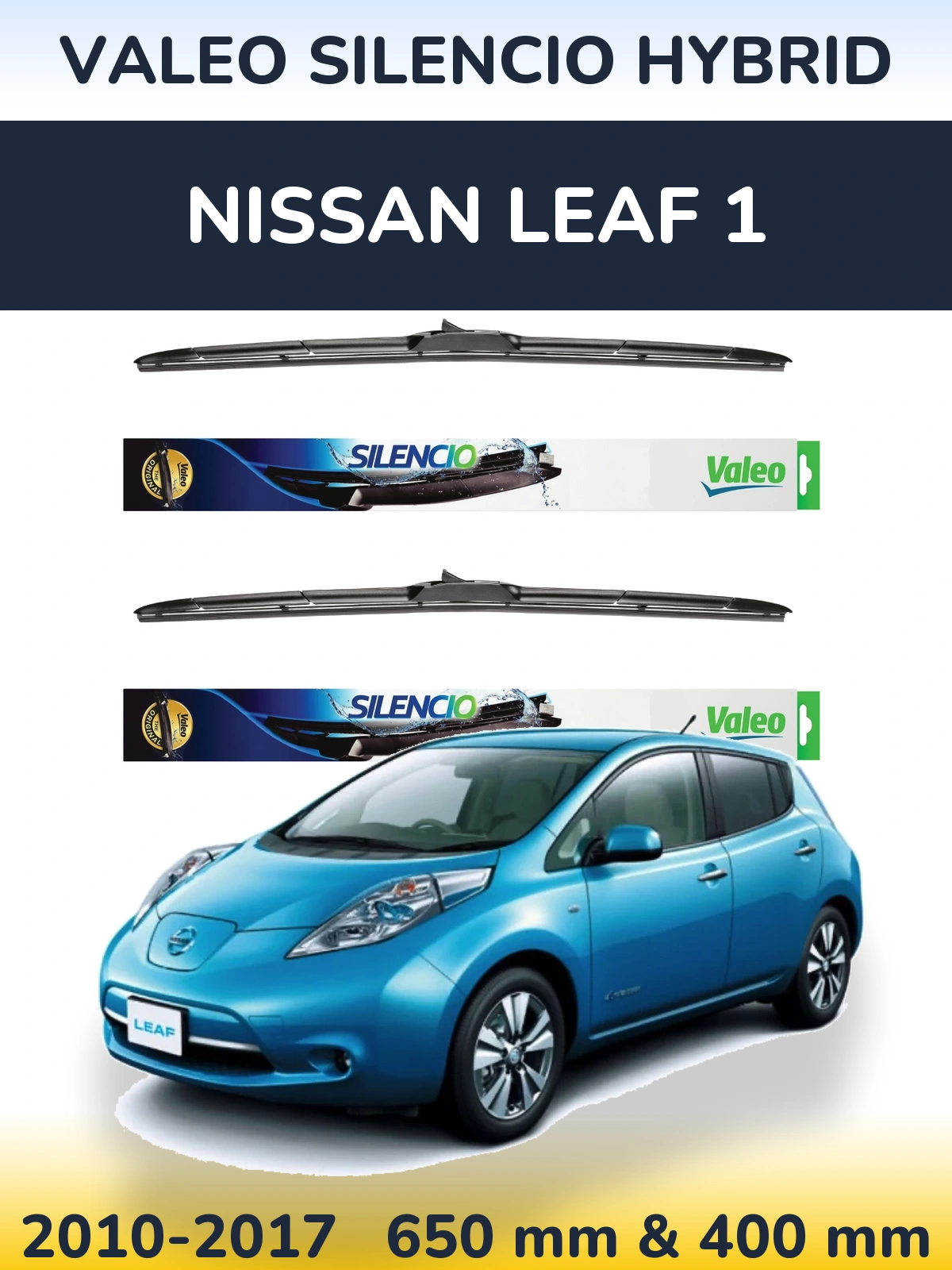 Комплект передніх щіток Valeo Silencio Hybrid 650 & 400 мм для Nissan Leaf 1 2010-2017