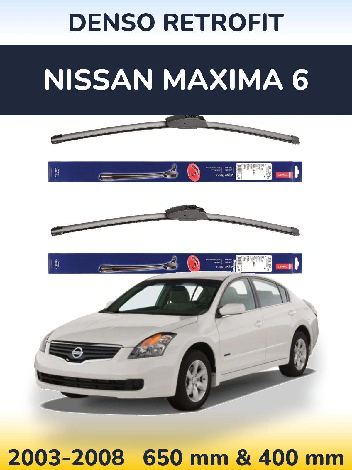 Комплект передних дворников Denso Retrofit 650 & 400 мм для Nissan Maxima 6 2003-2008