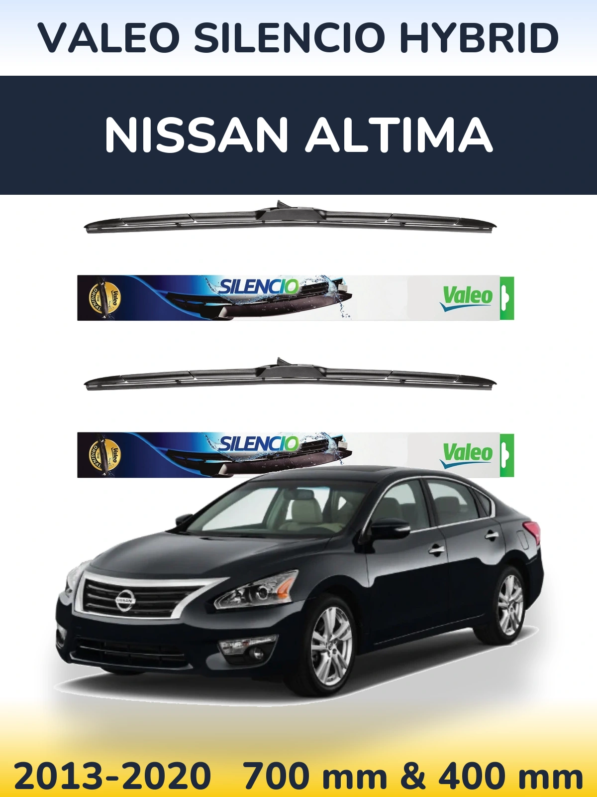 Komplet przednich wycieraczek Valeo Silencio Hybrid 700 & 400 mm do Nissan Altima 2013-2020