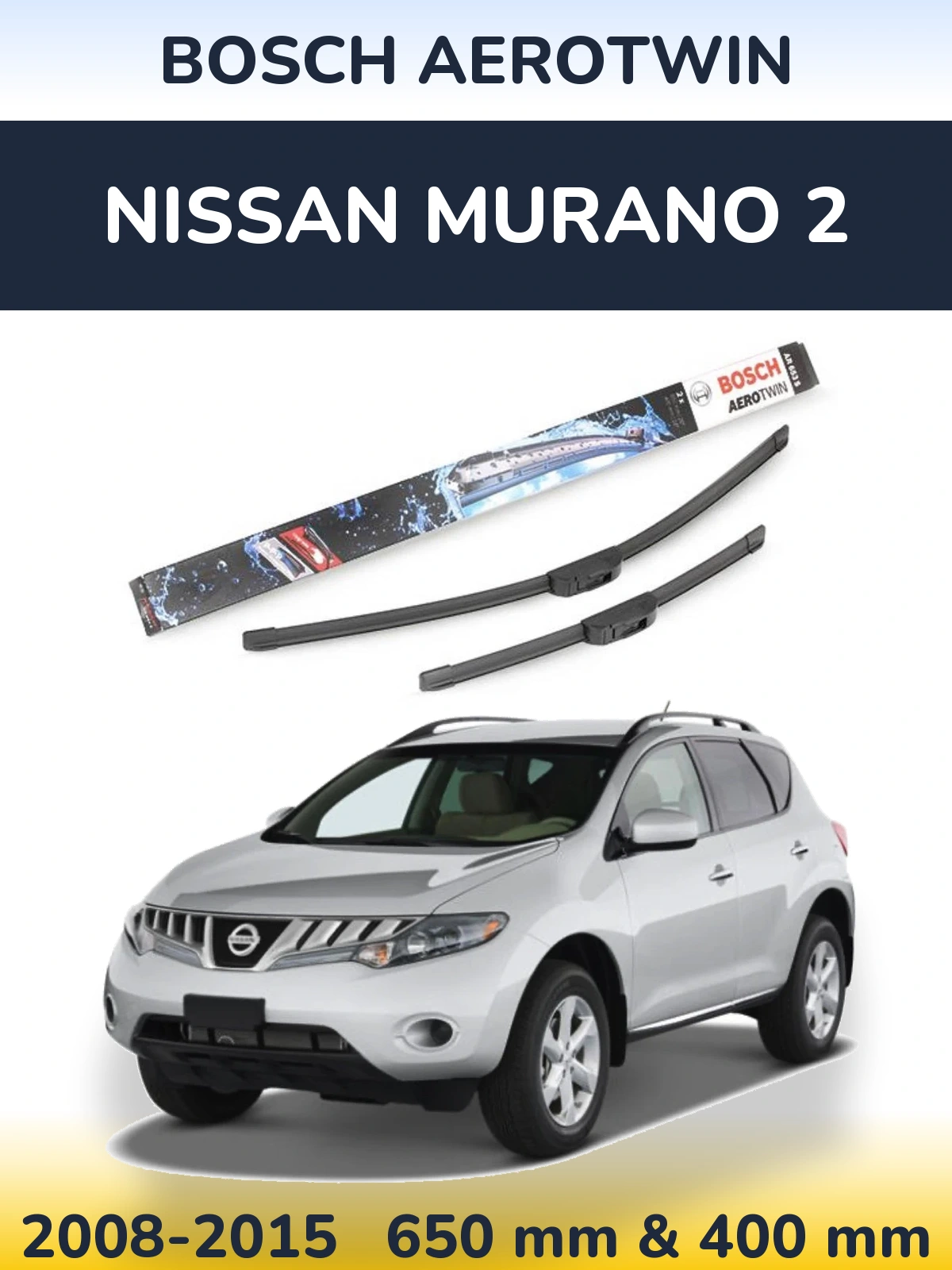 Komplet przednich wycieraczek BOSCH AeroTwin 650 & 400 mm do Nissan Murano 2 2008-2015
