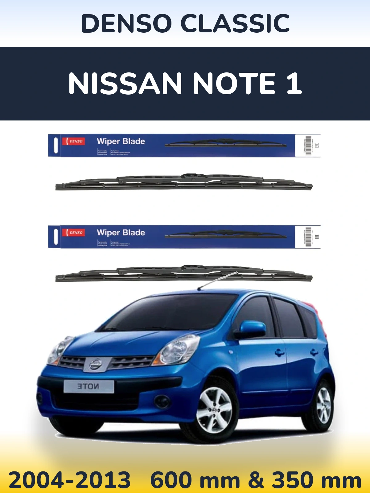 Komplet przednich wycieraczek Denso Classic 600 & 350 mm do Nissan Note 1 2004-2013