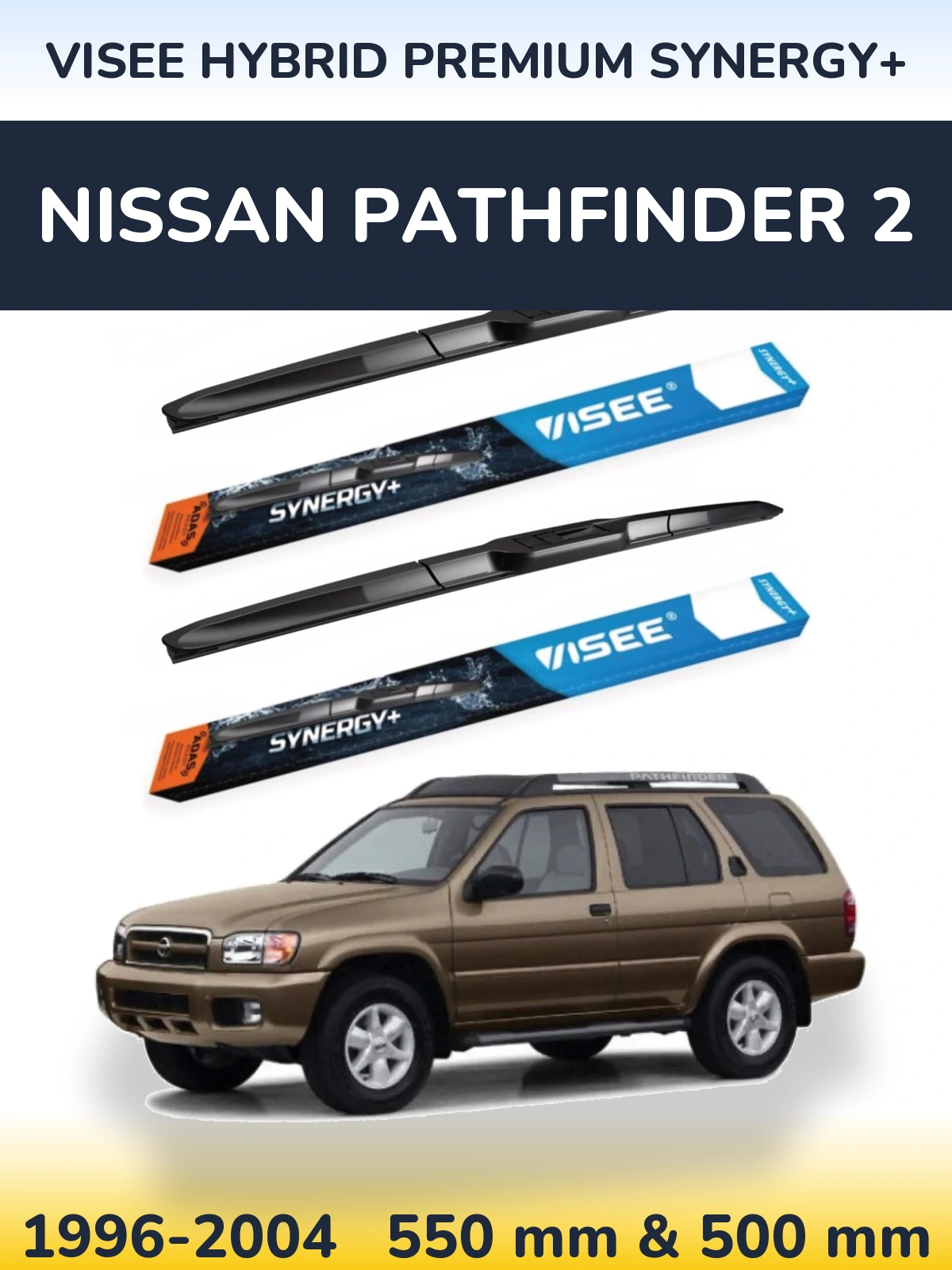 Komplet przednich wycieraczek VISEE HYBRID PREMIUM SYNERGY+ 550 & 500 mm do Nissan Pathfinder 2 1996-2004