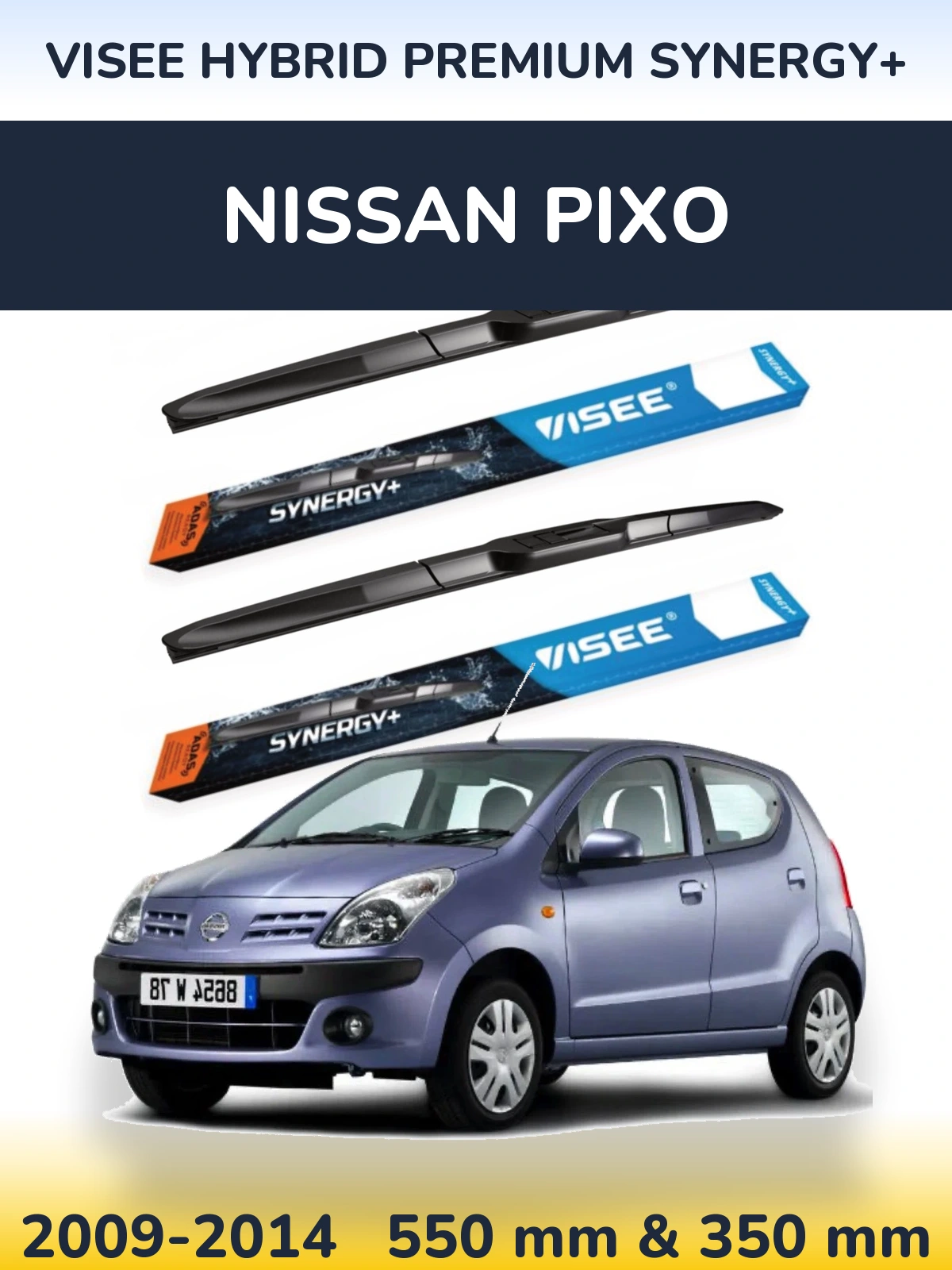 Комплект передніх щіток VISEE HYBRID PREMIUM SYNERGY+ 550 & 350 мм для Nissan Pixo 2009-2014
