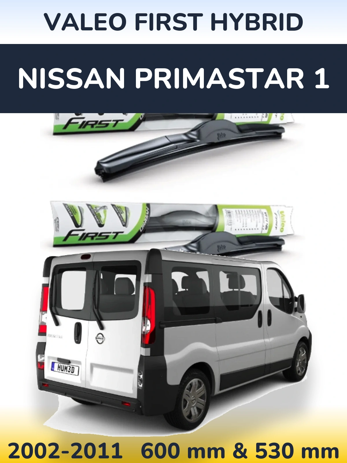 Комплект передних дворников Valeo First Hybrid 600 & 530 мм для Nissan Primastar 1 2002-2011
