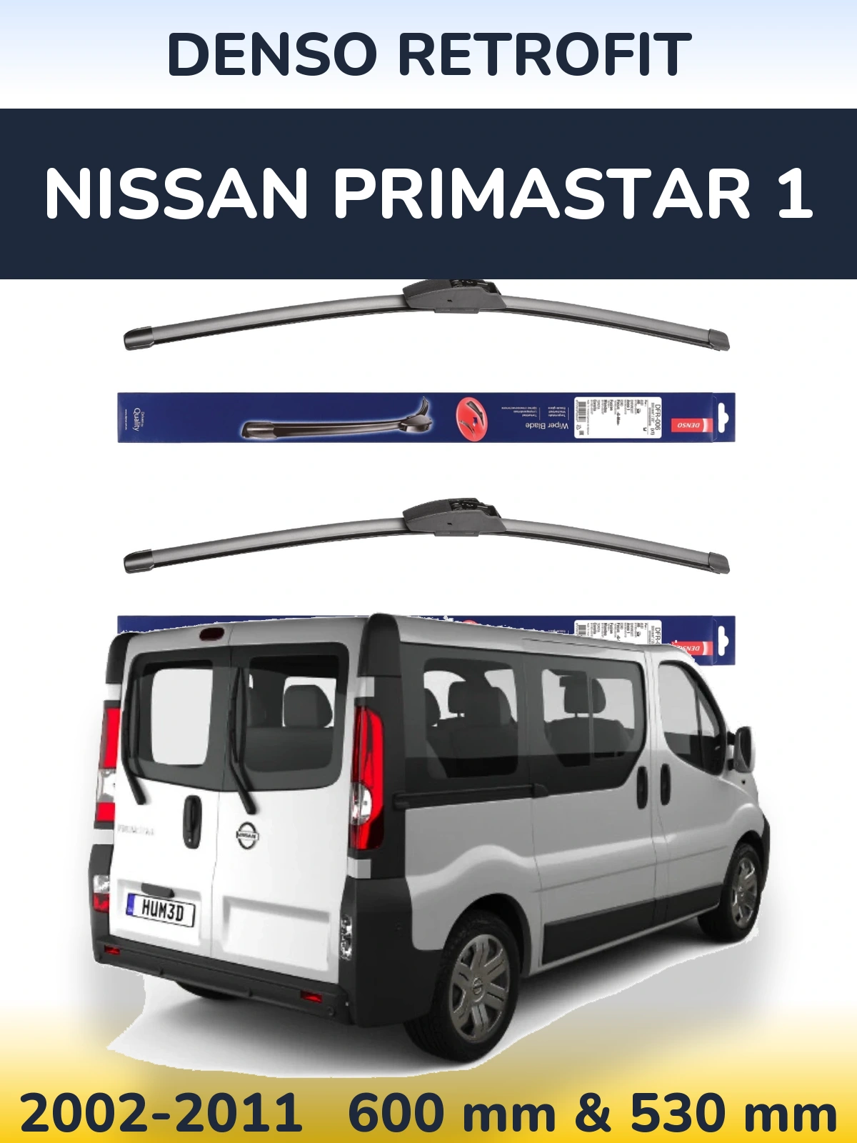 Комплект передних дворников Denso Retrofit 600 & 530 мм для Nissan Primastar 1 2002-2011