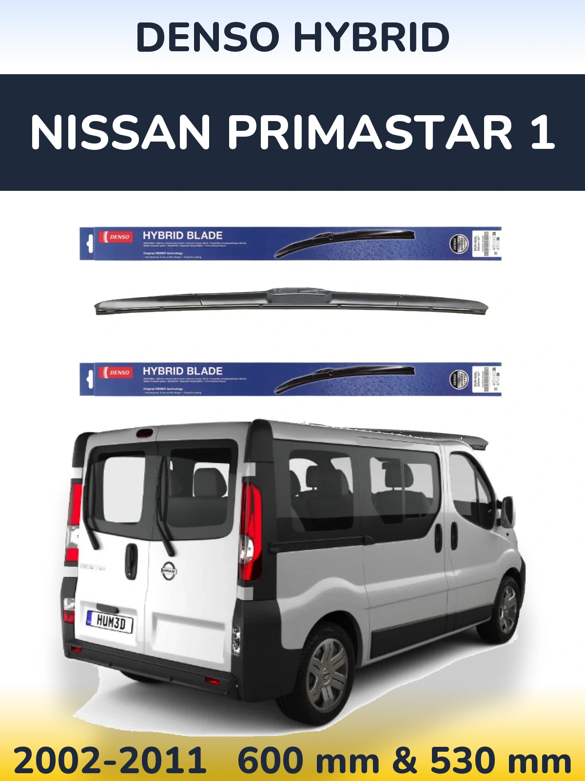 Комплект передних дворников Denso Hybrid 600 & 530 мм для Nissan Primastar 1 2002-2011