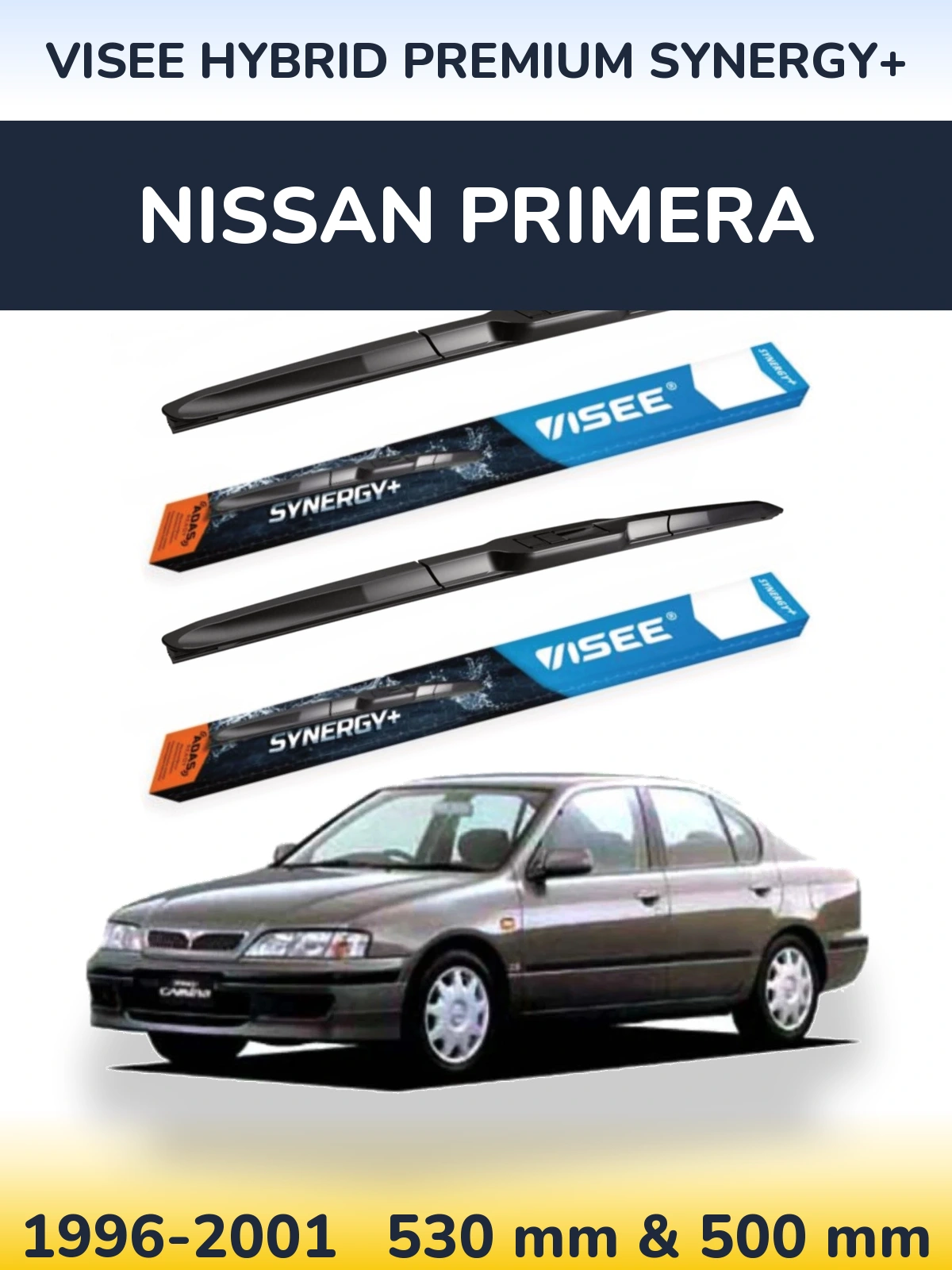 Komplet przednich wycieraczek VISEE HYBRID PREMIUM SYNERGY+ 530 & 500 mm do Nissan Primera 1996-2001