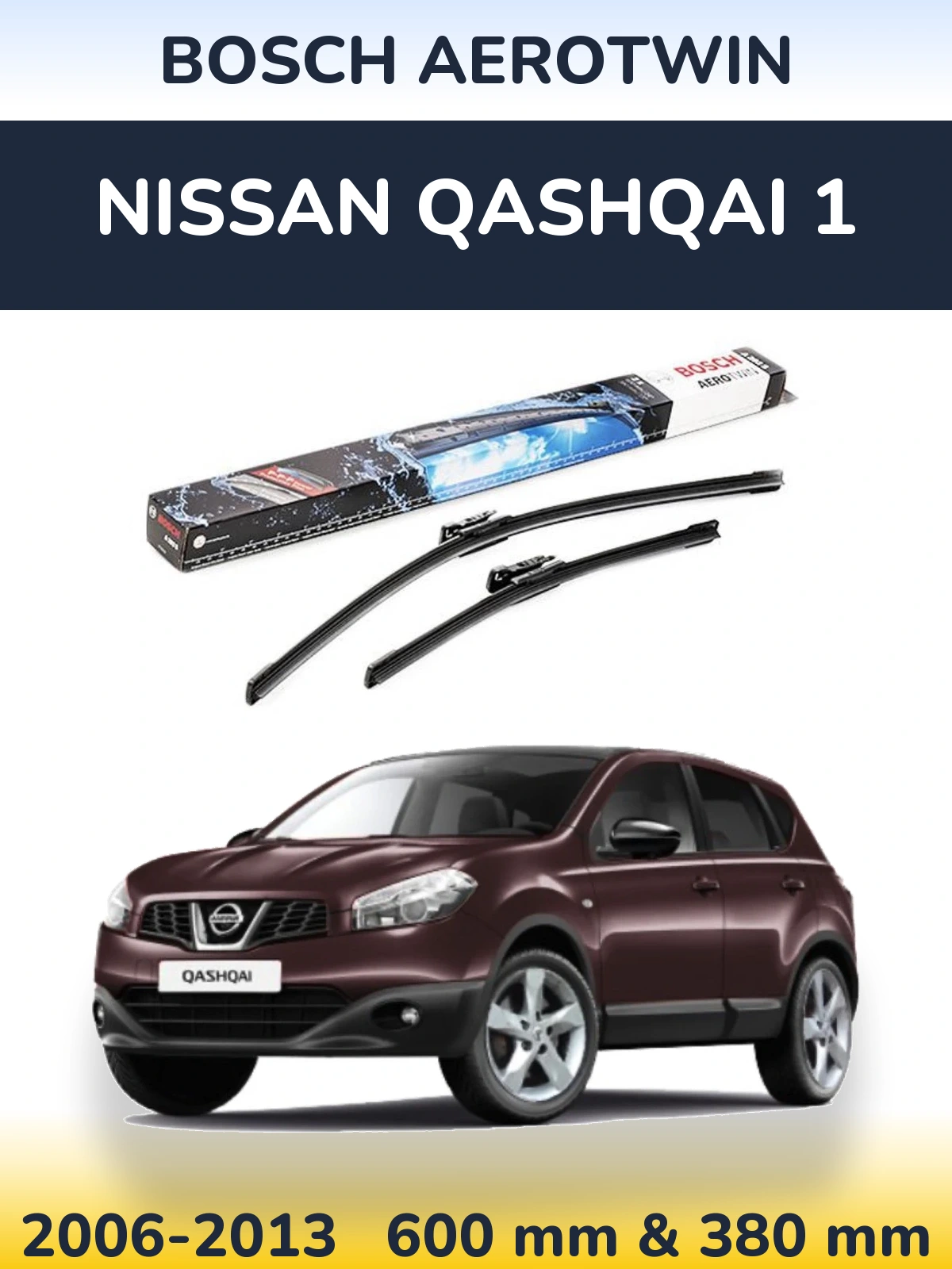 Komplet przednich wycieraczek BOSCH AeroTwin 600 & 380 mm do Nissan Qashqai 1 2006-2013