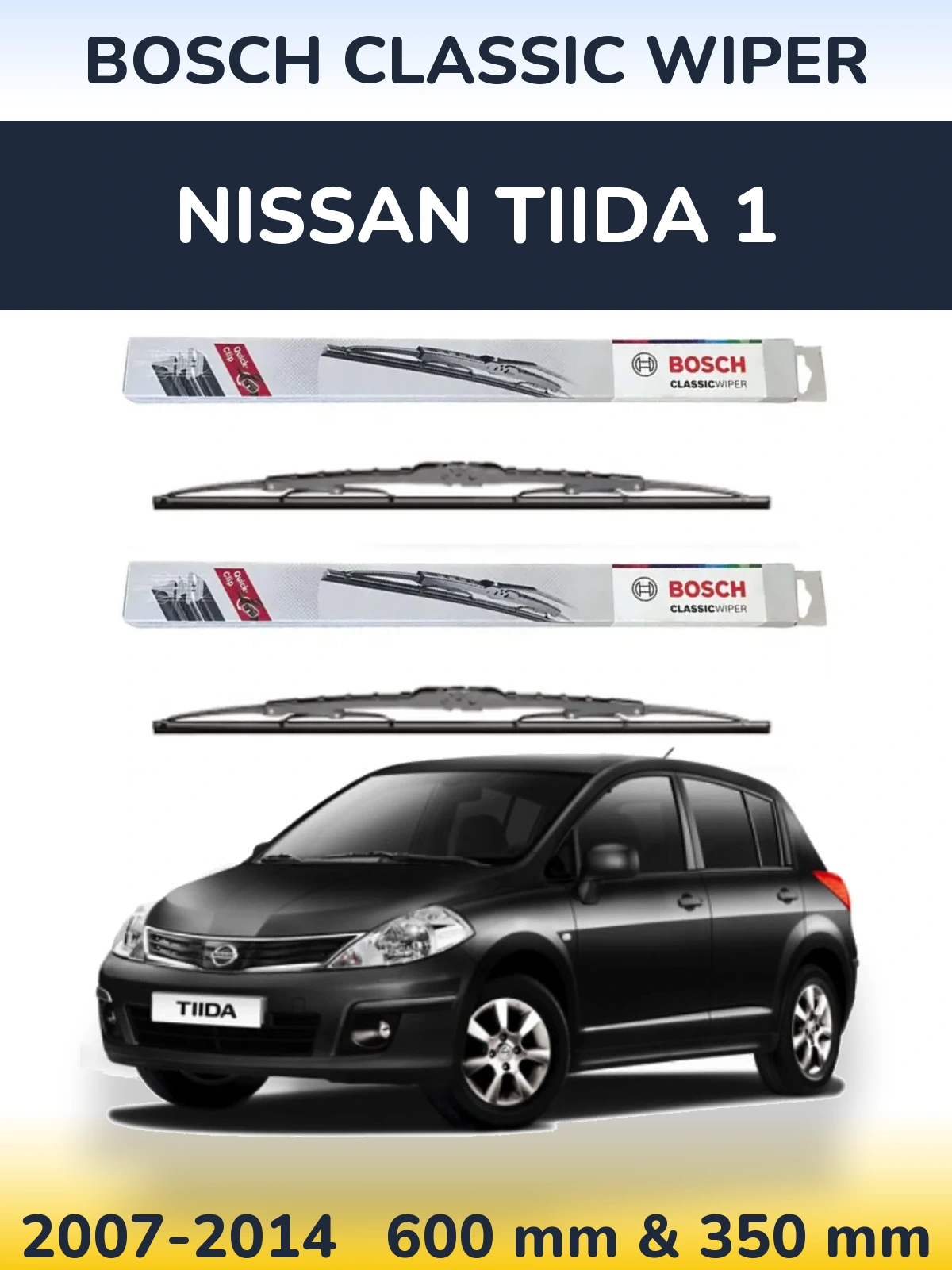 Komplet przednich wycieraczek BOSCH Classic Wiper 600 & 340 mm do Nissan Tiida 1 2007-2014