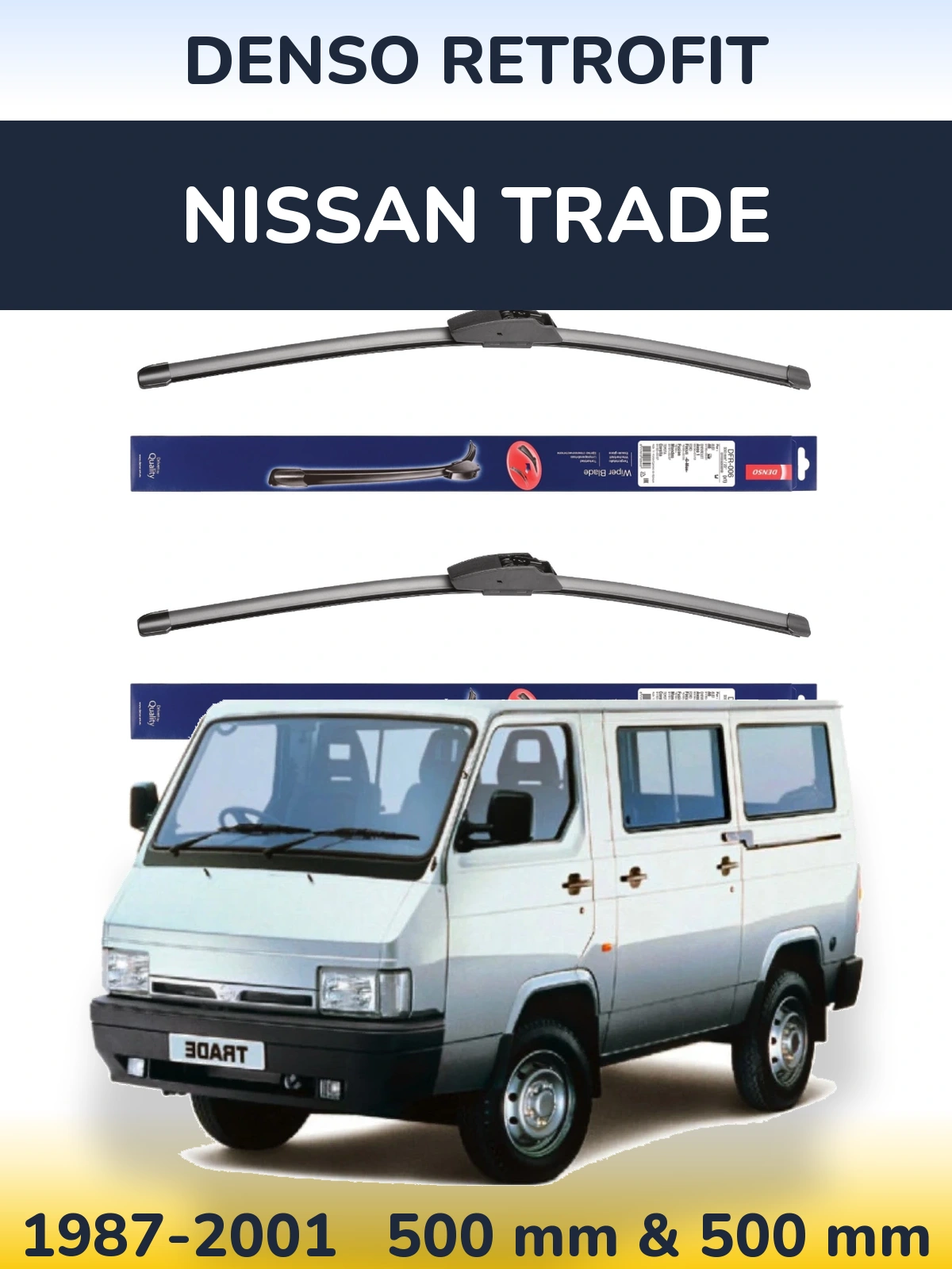 Комплект передних дворников Denso Retrofit 500 & 500 мм для Nissan Trade 1987-2001