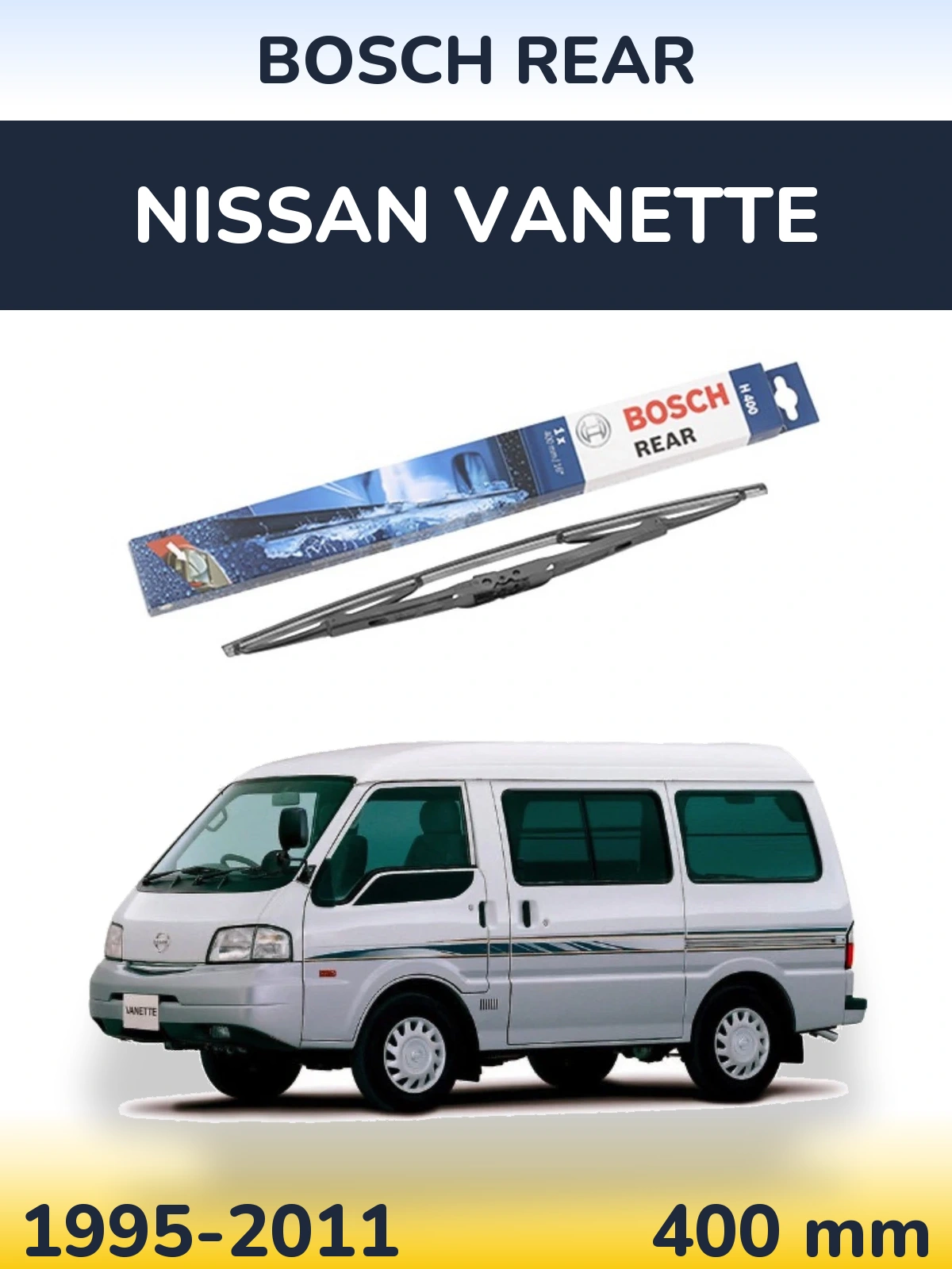 Rear wiper blade BOSCH Rear 400 mm for Nissan Vanette 1995-2011