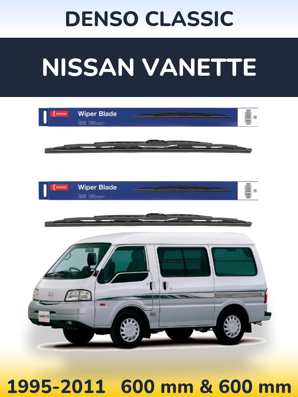Komplet przednich wycieraczek Denso Classic 600 & 600 mm do Nissan Vanette 1995-2011