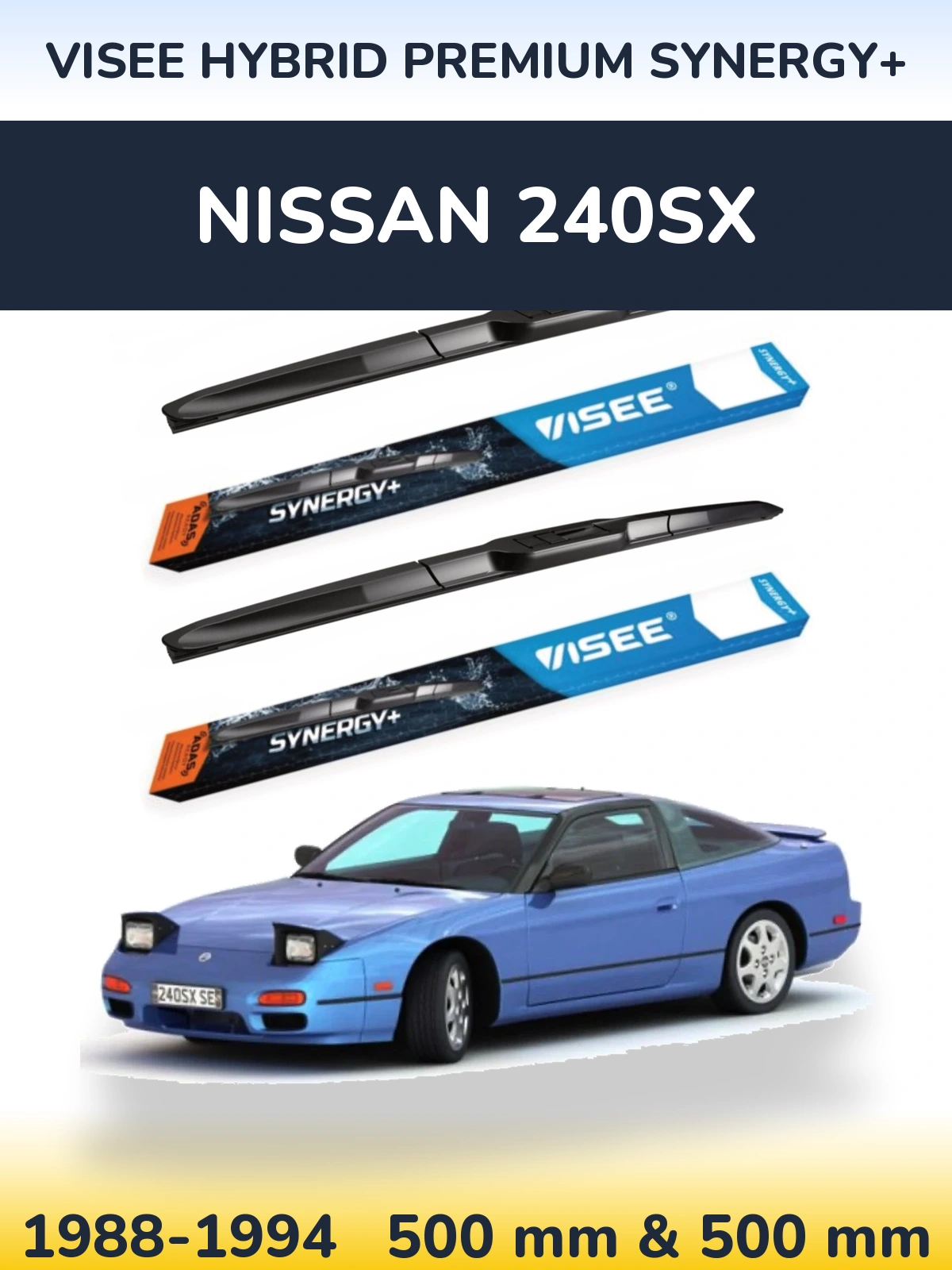 Комплект передних дворников VISEE HYBRID PREMIUM SYNERGY+ 500 & 500 мм для Nissan 240SX 1988-1994