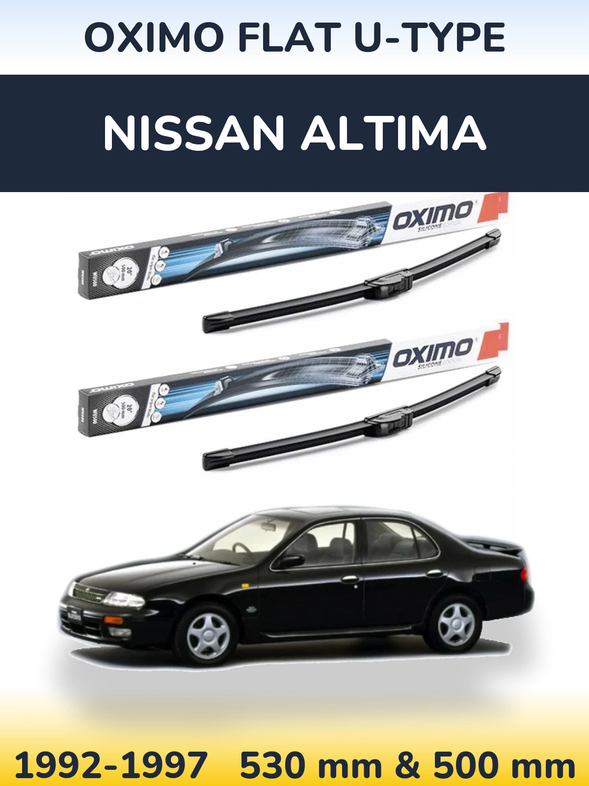 Komplet przednich wycieraczek Oximo Flat U-type 530 & 500 mm do Nissan Altima 1992-1997