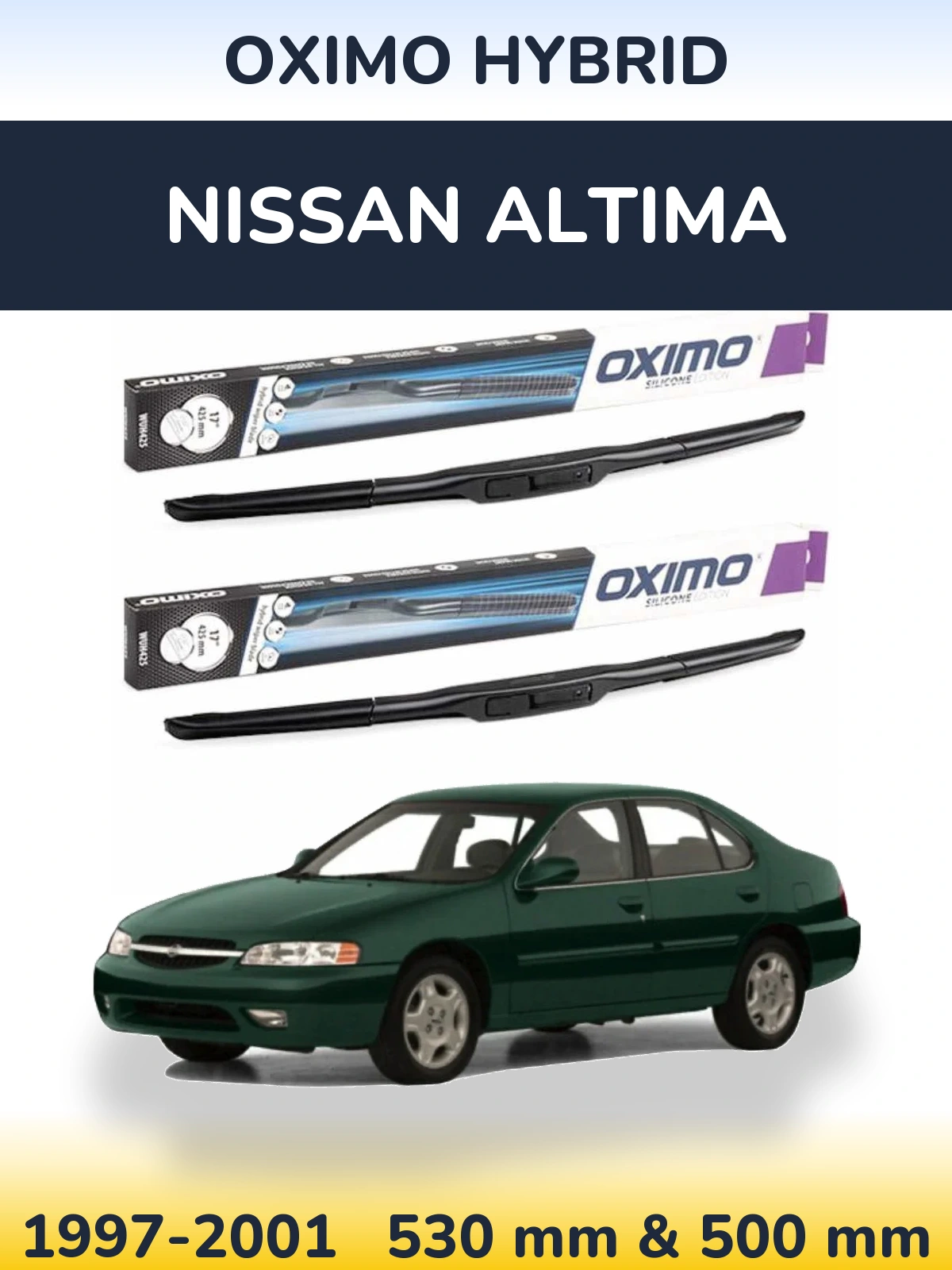 Front wiper blade set Oximo Hybrid 530 & 500 mm for Nissan Altima 1997-2001