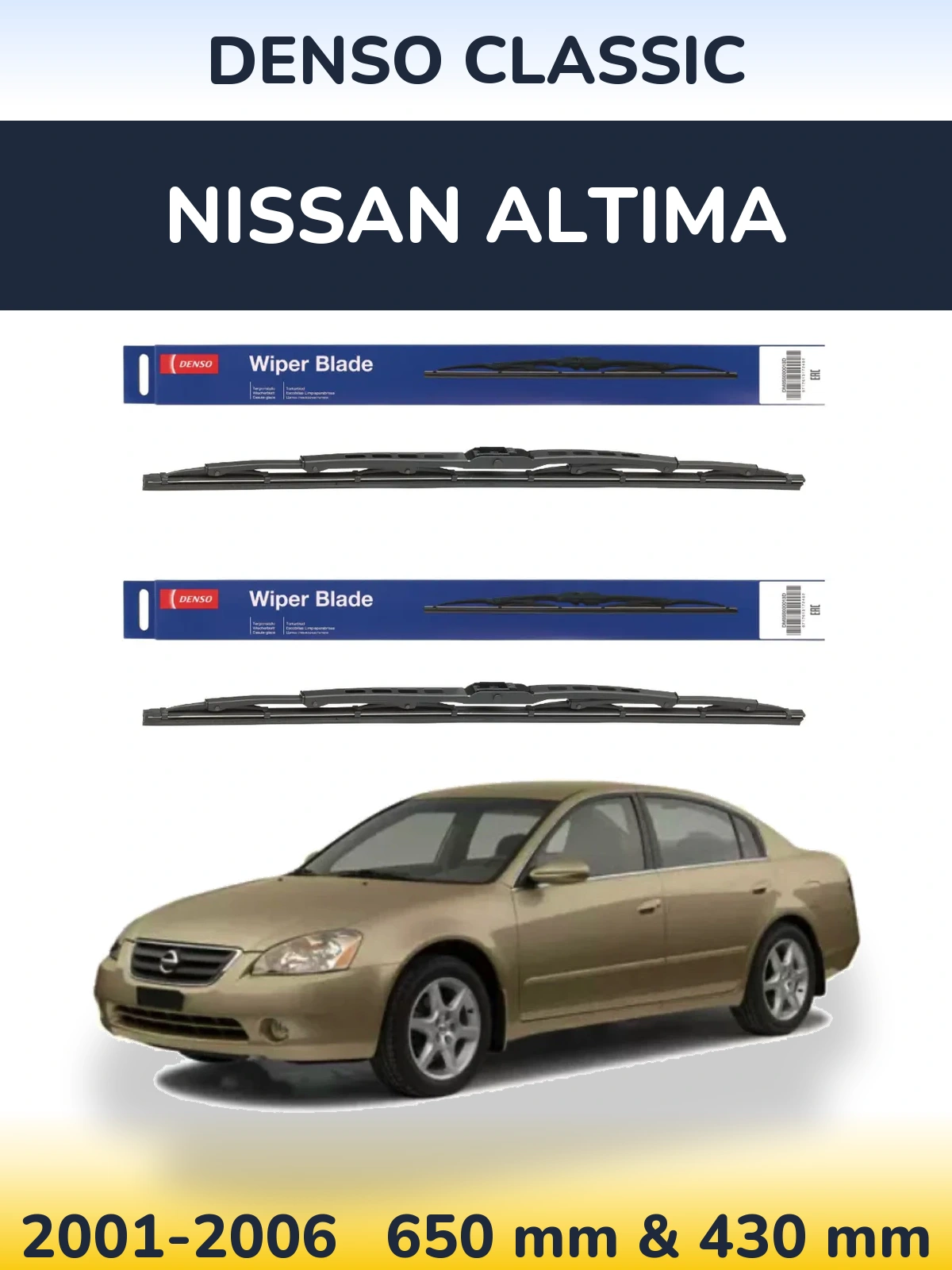 Komplet przednich wycieraczek Denso Classic 650 & 430 mm do Nissan Altima 2001-2006