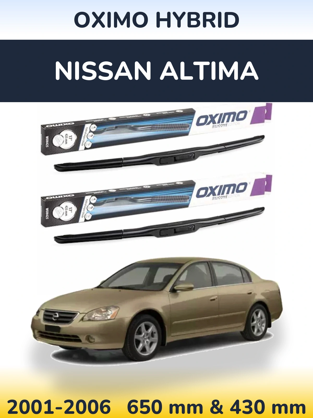 Комплект передних дворников Oximo Hybrid 650 & 430 мм для Nissan Altima 2001-2006