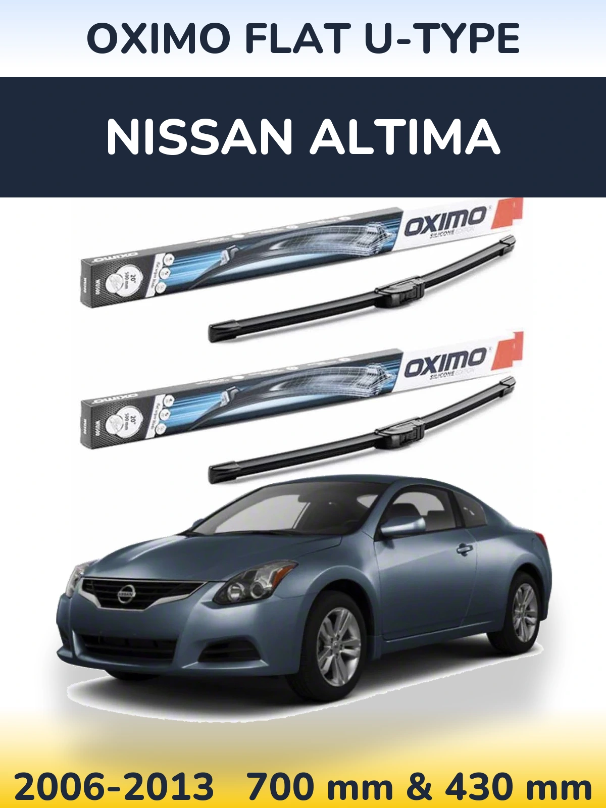 Komplet przednich wycieraczek Oximo Flat U-type 700 & 430 mm do Nissan Altima 2006-2013