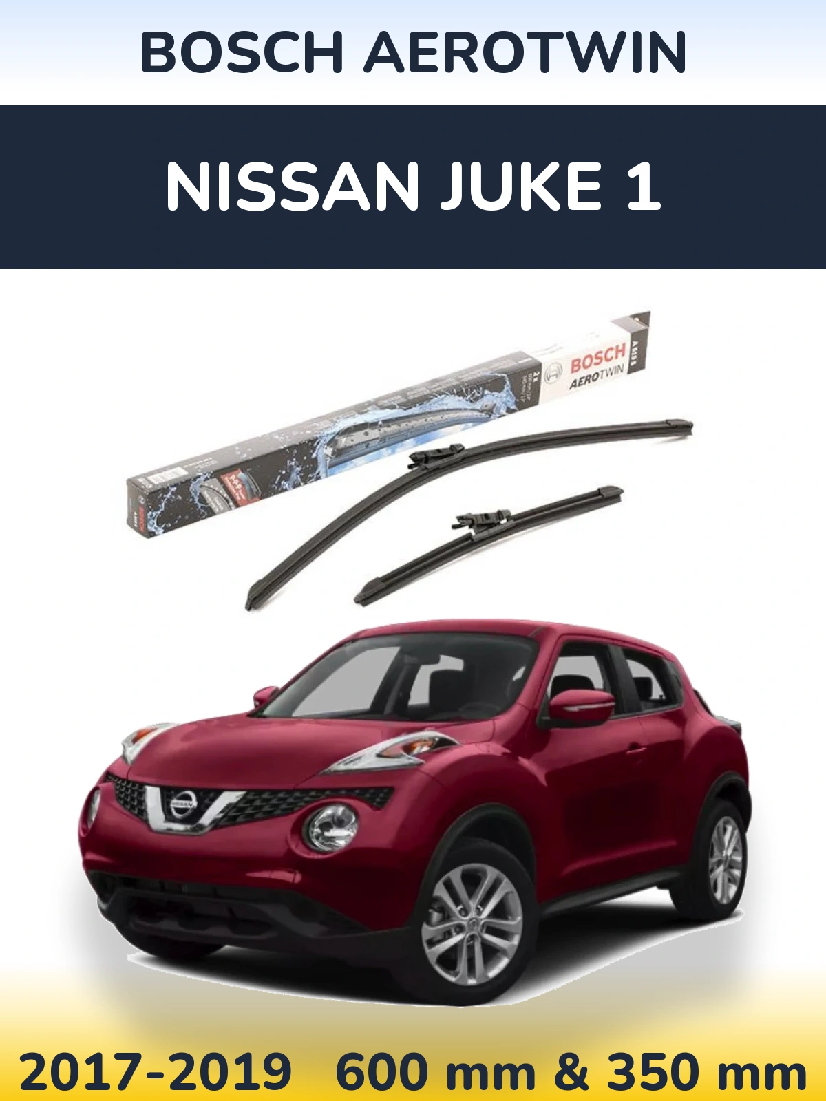 Комплект передних дворников BOSCH AeroTwin 600 & 340 мм для Nissan Juke 1 2017-2019