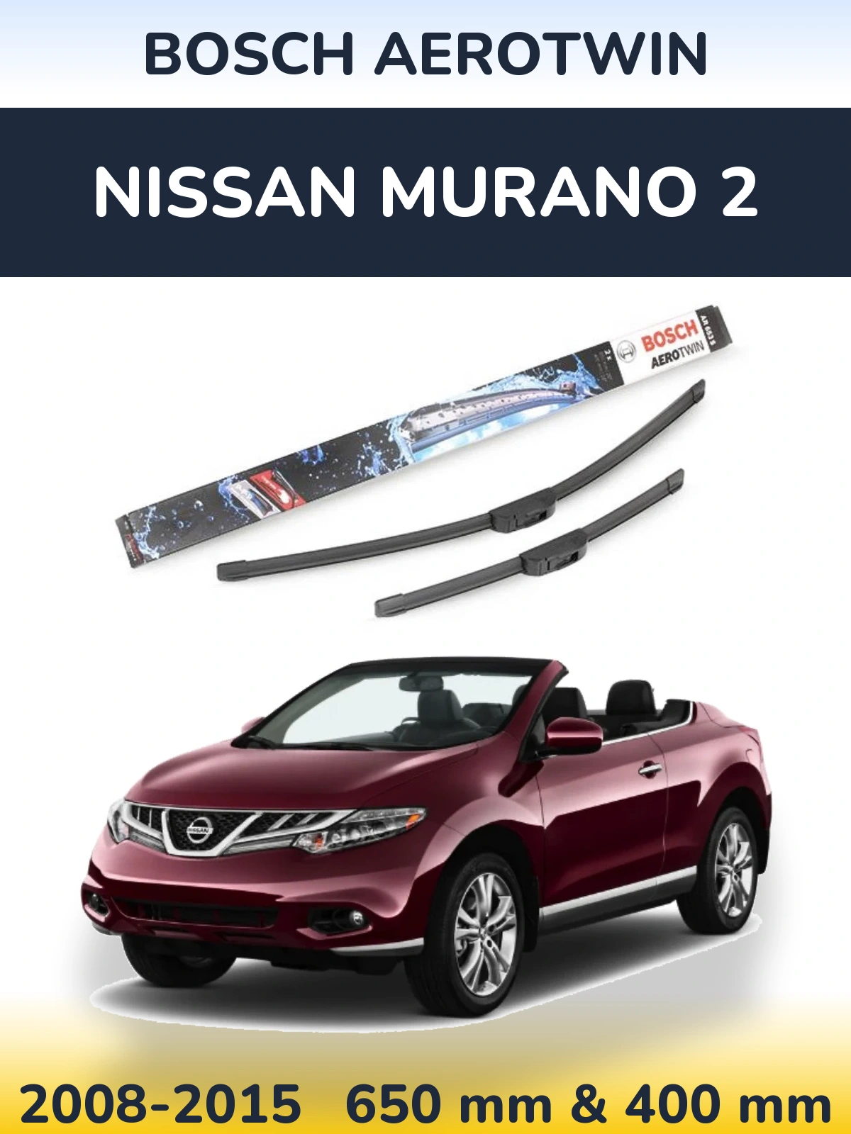 Komplet przednich wycieraczek BOSCH AeroTwin 650 & 400 mm do Nissan Murano 2 2008-2015