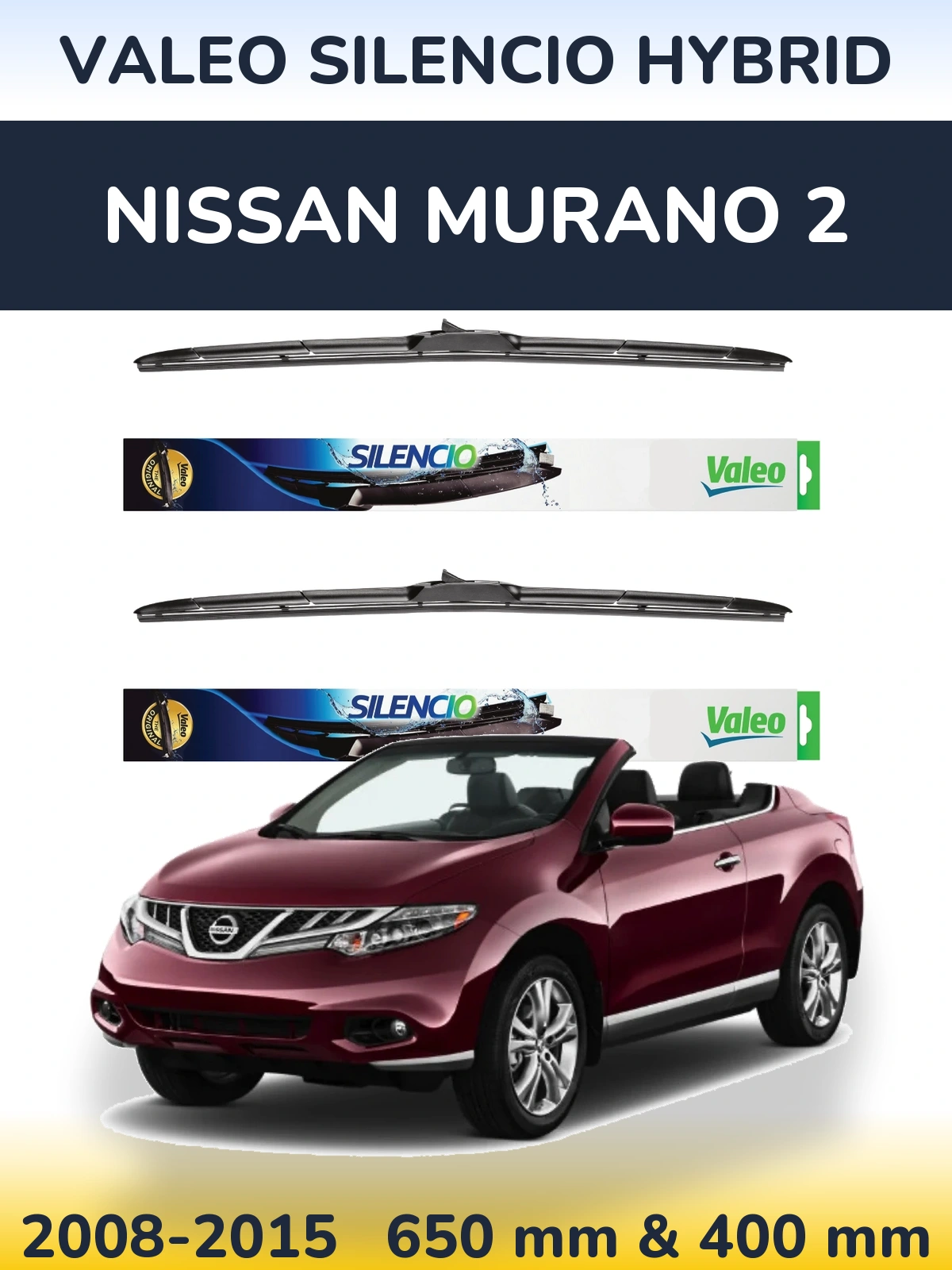 Комплект передніх щіток Valeo Silencio Hybrid 650 & 400 мм для Nissan Murano 2 2008-2015