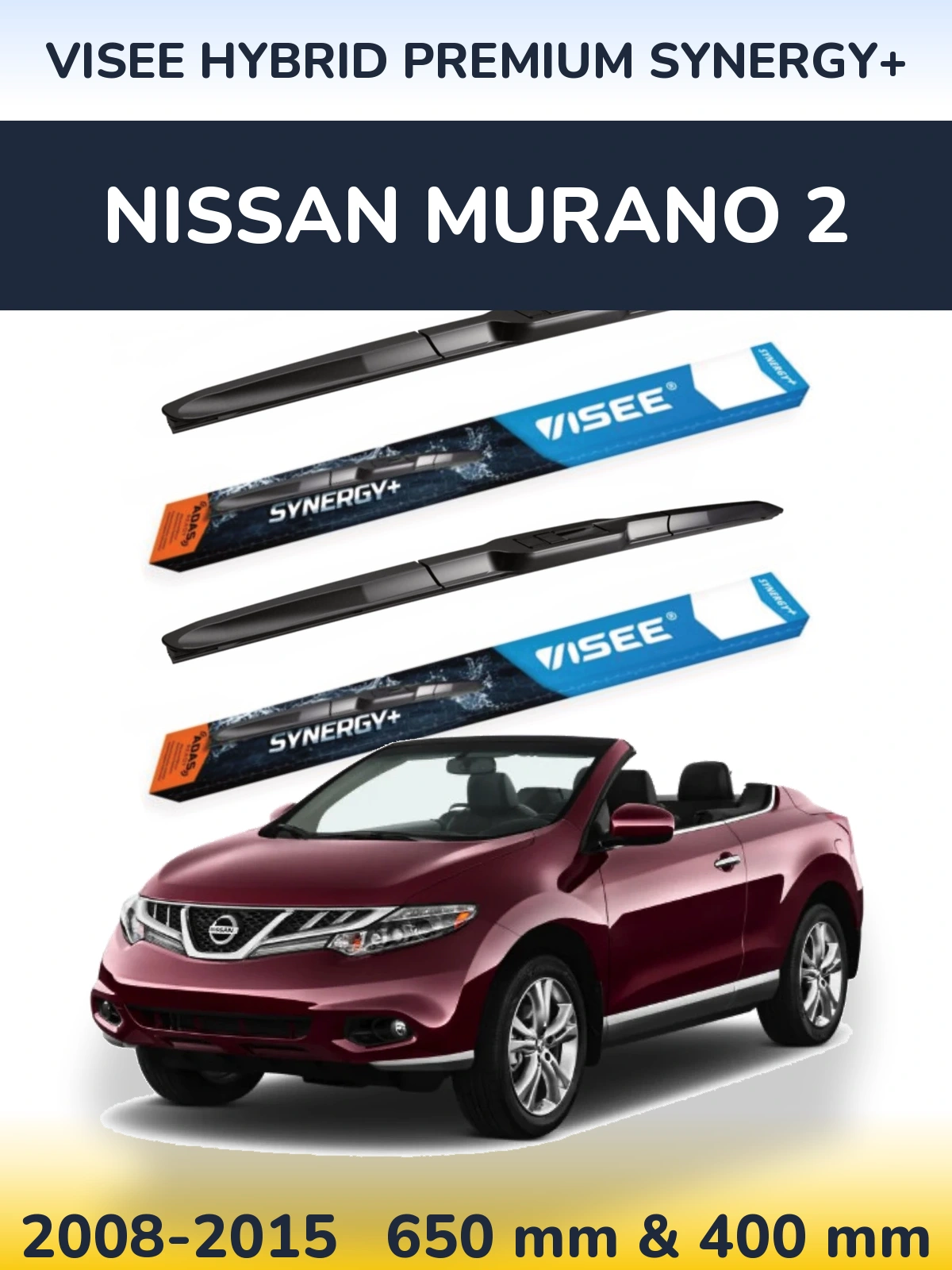 Komplet przednich wycieraczek VISEE HYBRID PREMIUM SYNERGY+ 650 & 400 mm do Nissan Murano 2 2008-2015