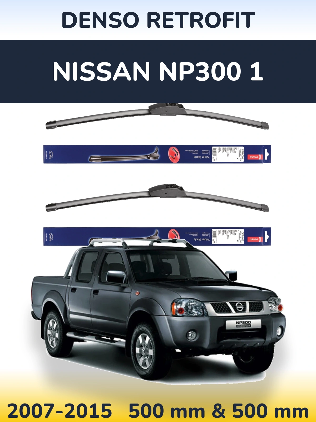 Front wiper blade set Denso Retrofit 500 & 500 mm for Nissan NP300 1 2007-2015