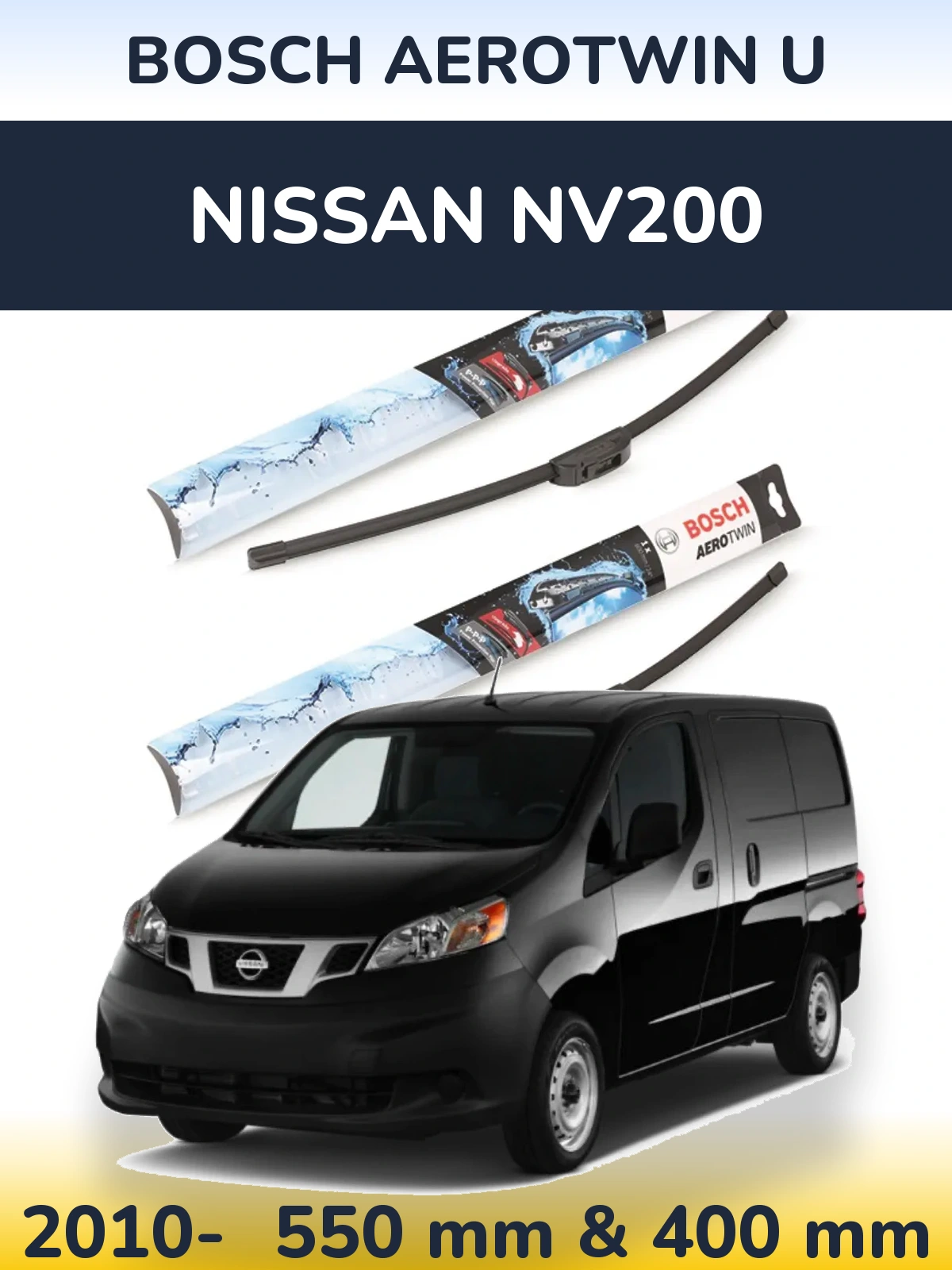 Комплект передніх щіток BOSCH AeroTwin U 550 & 400 мм для Nissan NV200 2010-2026