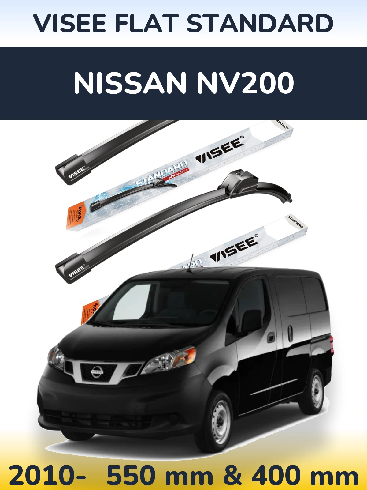 Komplet przednich wycieraczek VISEE FLAT STANDARD 550 & 400 mm do Nissan NV200 2010-2026