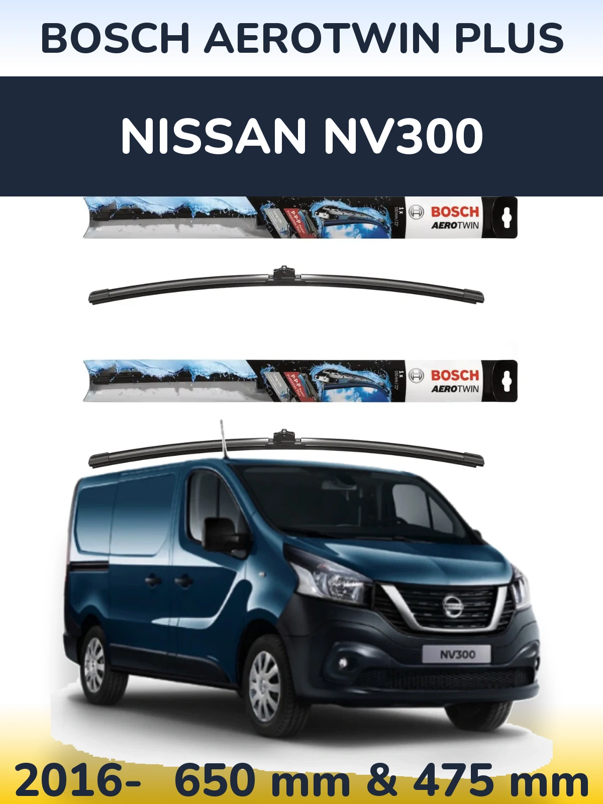 Komplet przednich wycieraczek BOSCH AeroTwin Plus 650 & 475 mm do Nissan NV300 2016-2026