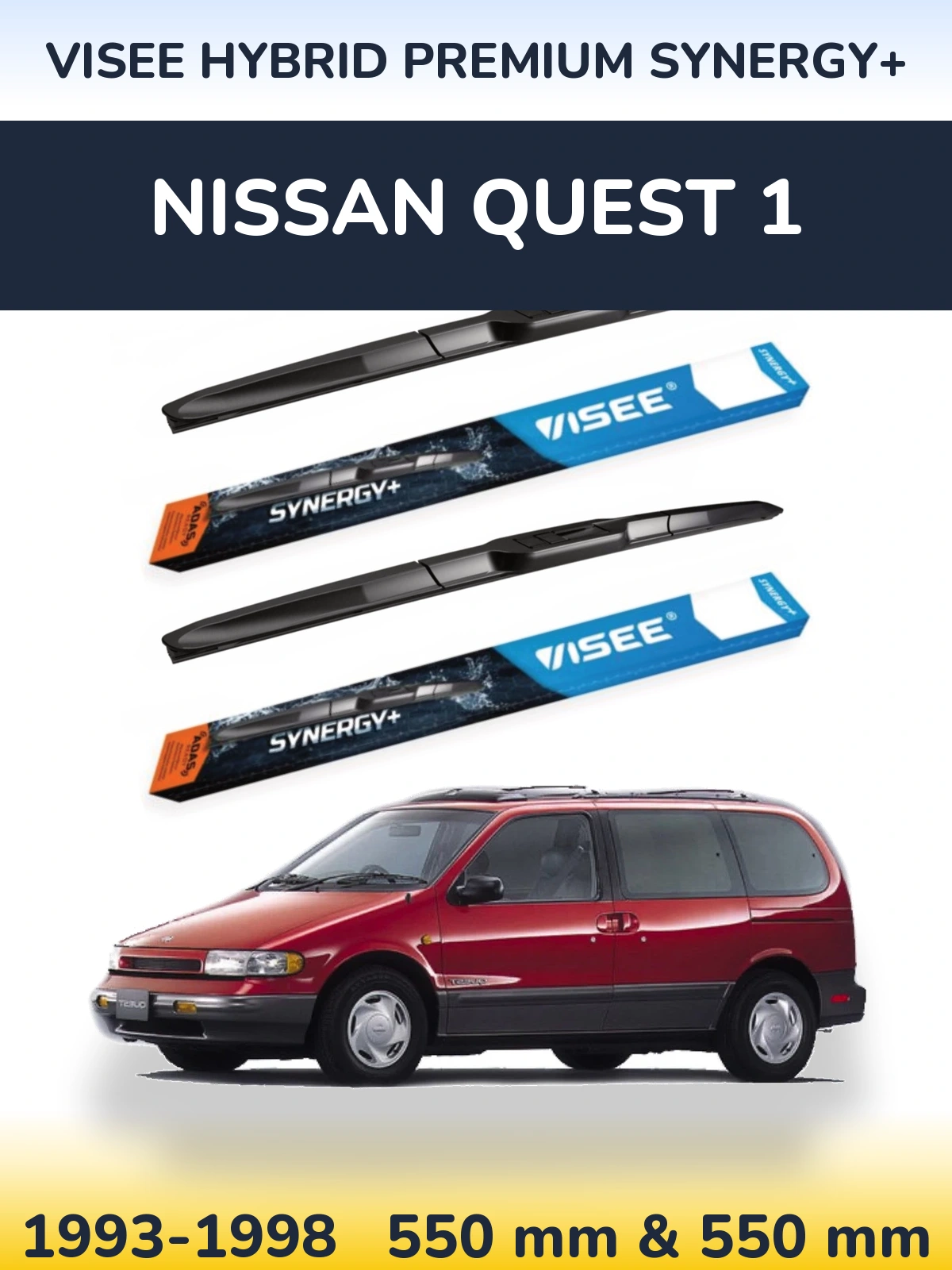 Комплект передних дворников VISEE HYBRID PREMIUM SYNERGY+ 550 & 550 мм для Nissan Quest 1 1993-1998