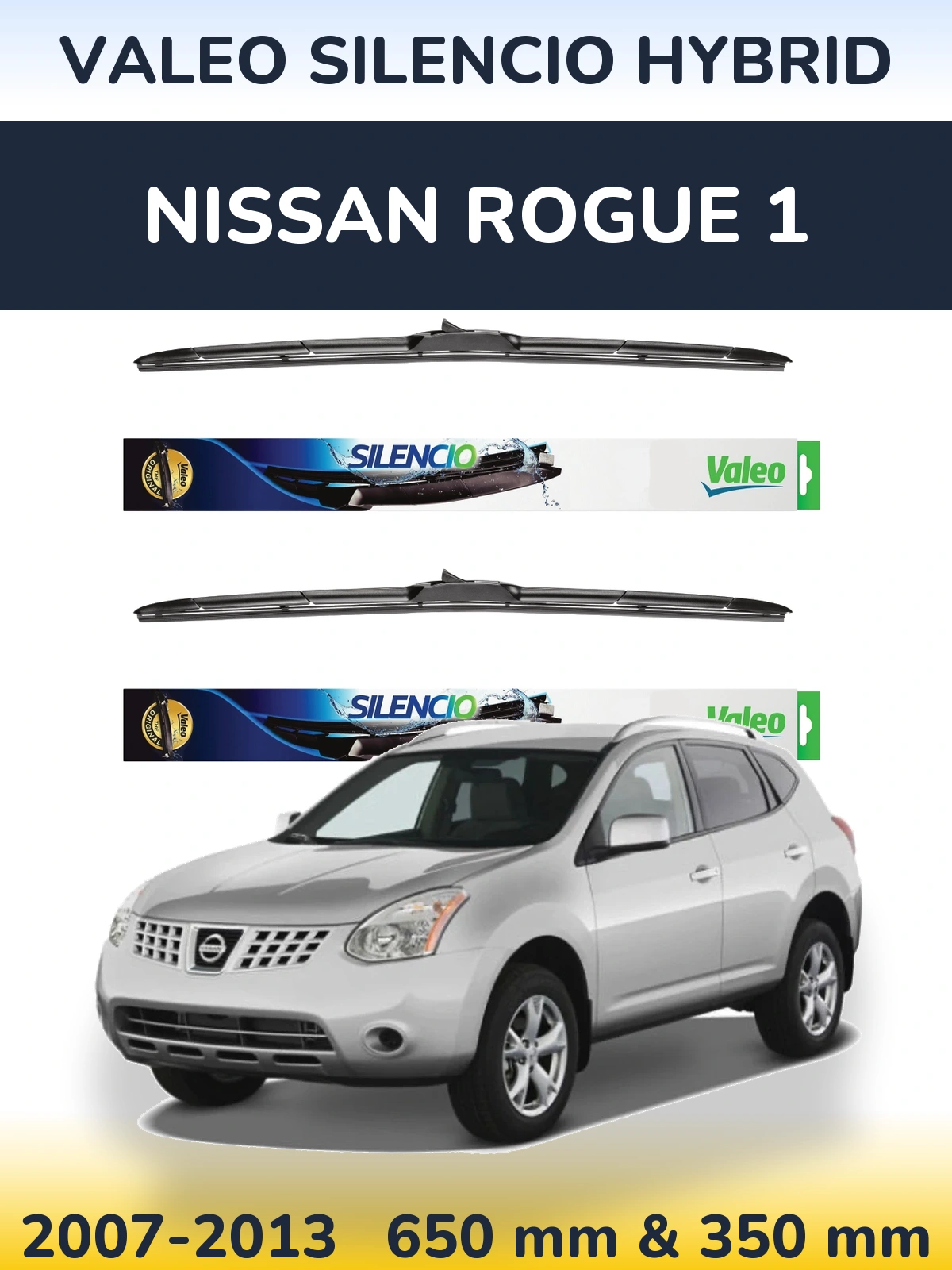 Комплект передніх щіток Valeo Silencio Hybrid 650 & 350 мм для Nissan Rogue 1 2007-2013