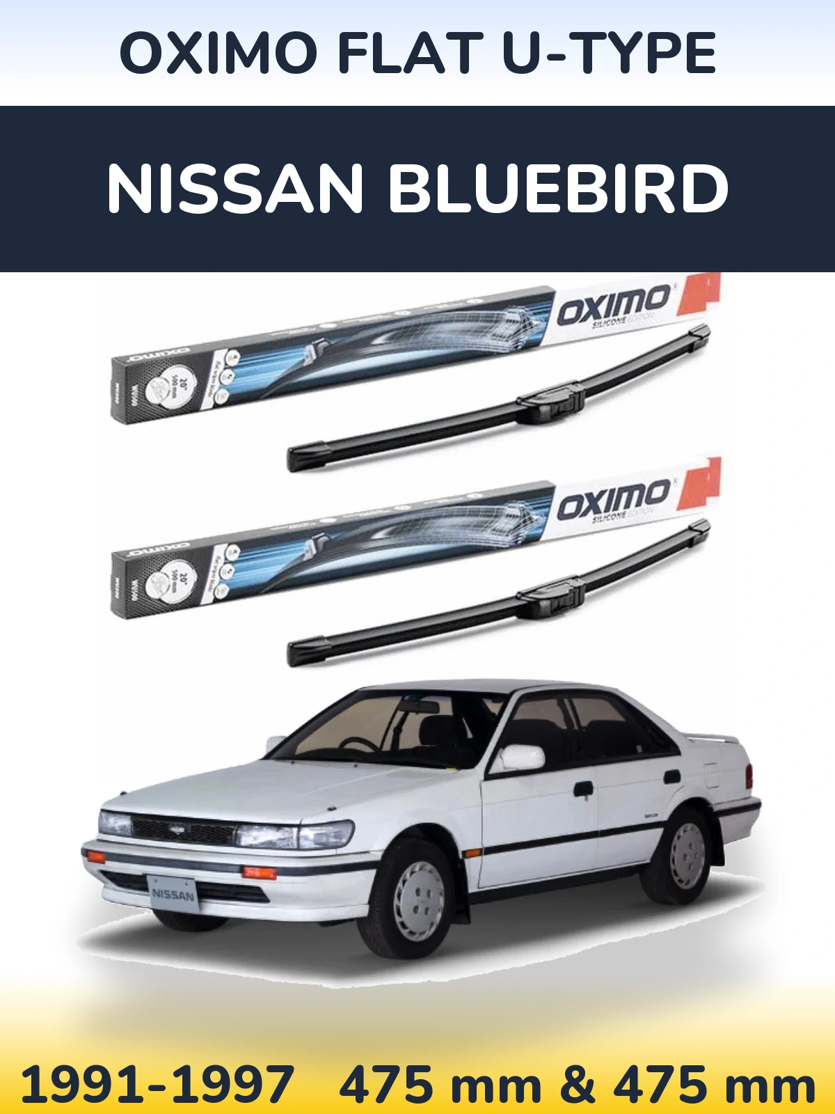 Komplet przednich wycieraczek Oximo Flat U-type 475 & 475 mm do Nissan Bluebird 1991-1997
