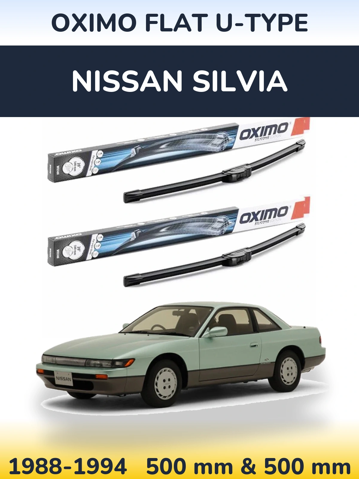 Комплект передних дворников Oximo Flat U-type 500 & 500 мм для Nissan Silvia 1988-1994