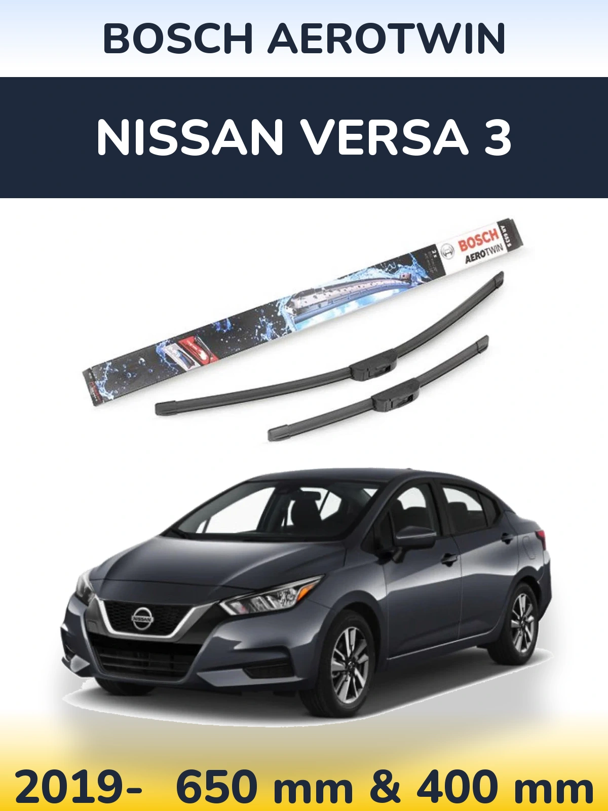 Komplet przednich wycieraczek BOSCH AeroTwin 650 & 400 mm do Nissan Versa 3 2019-2026