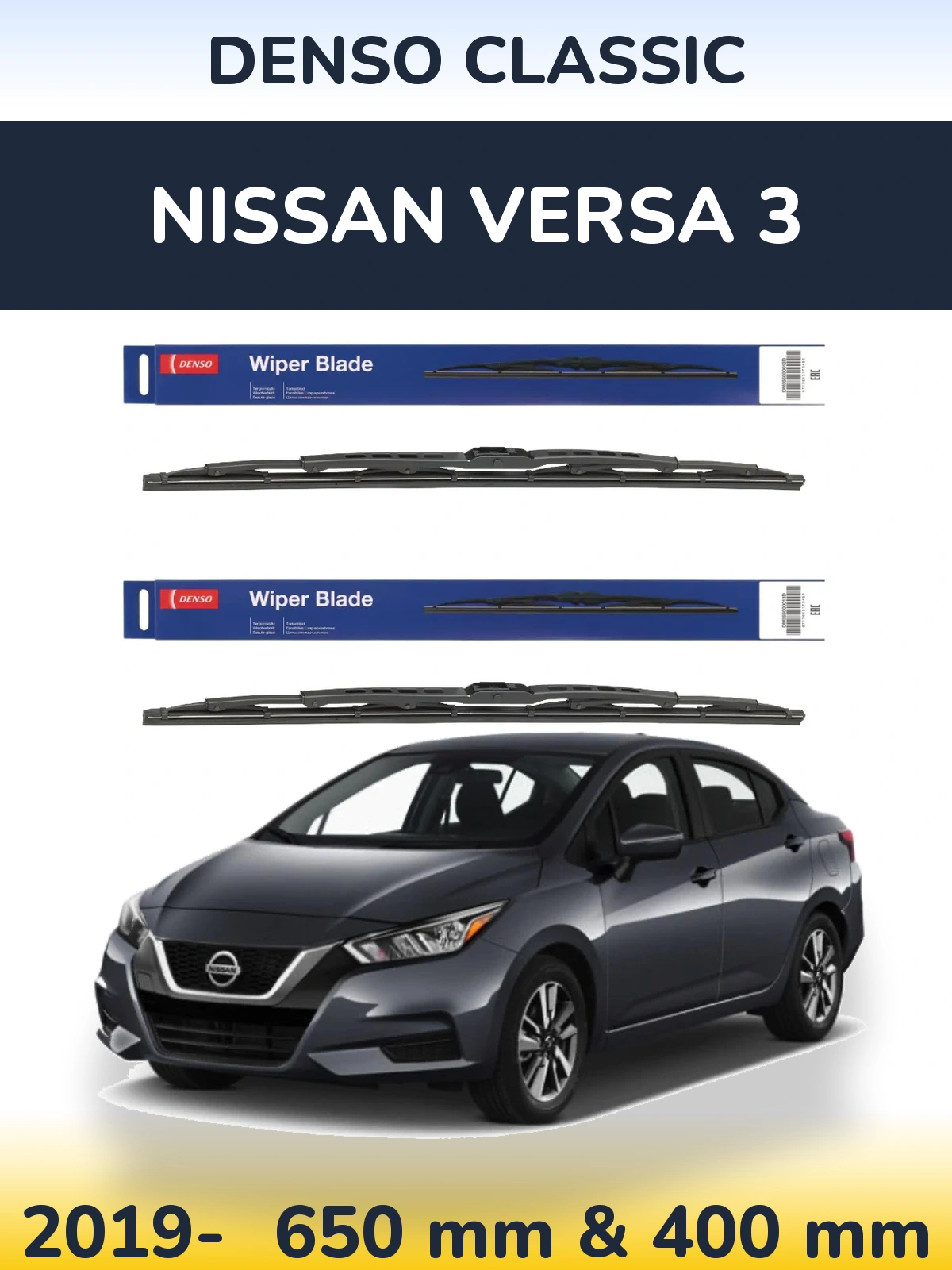 Komplet przednich wycieraczek Denso Classic 650 & 400 mm do Nissan Versa 3 2019-2026