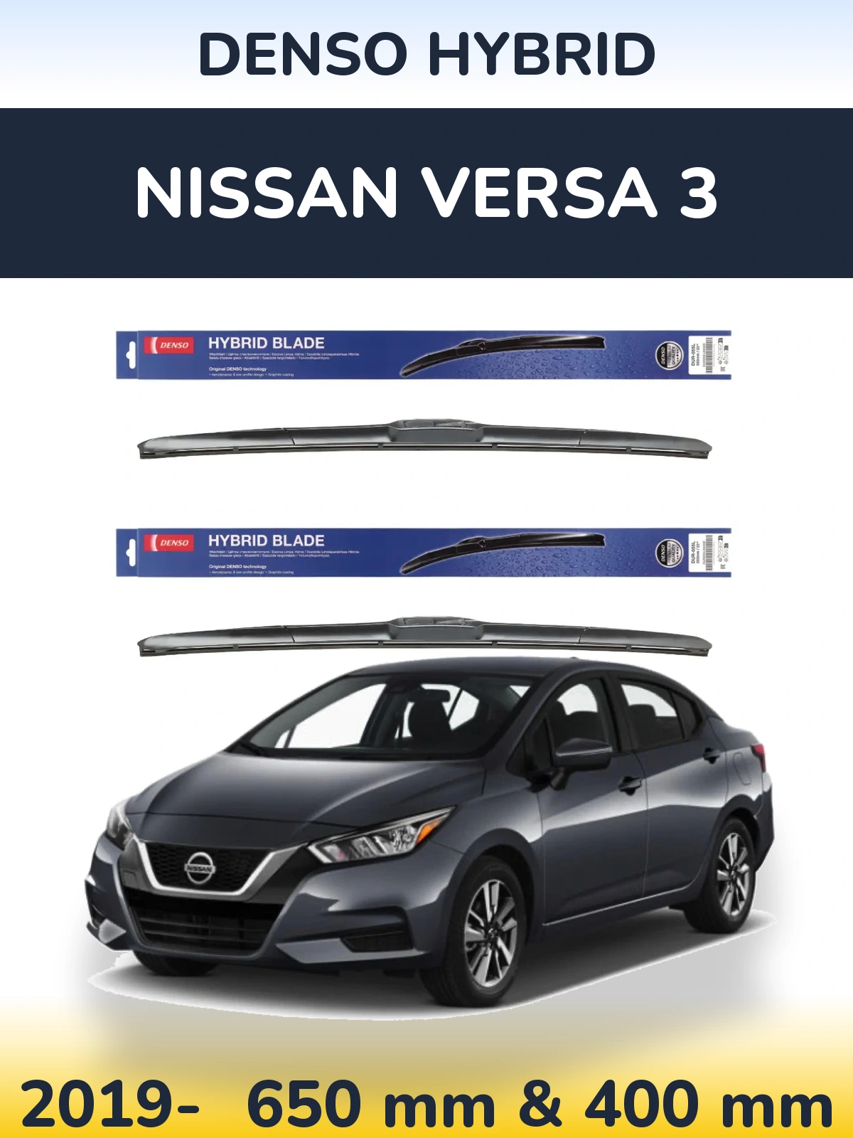 Komplet przednich wycieraczek Denso Hybrid 650 & 400 mm do Nissan Versa 3 2019-2026