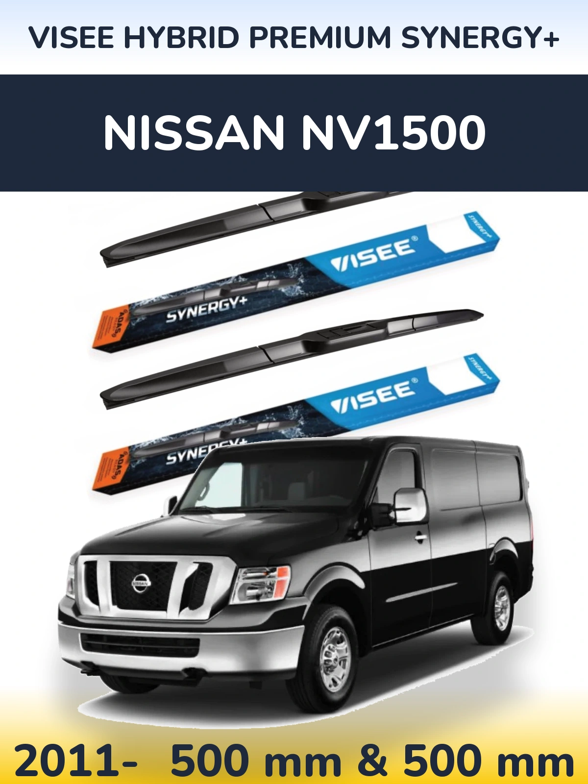 Комплект передніх щіток VISEE HYBRID PREMIUM SYNERGY+ 500 & 500 мм для Nissan NV1500 2011-2026
