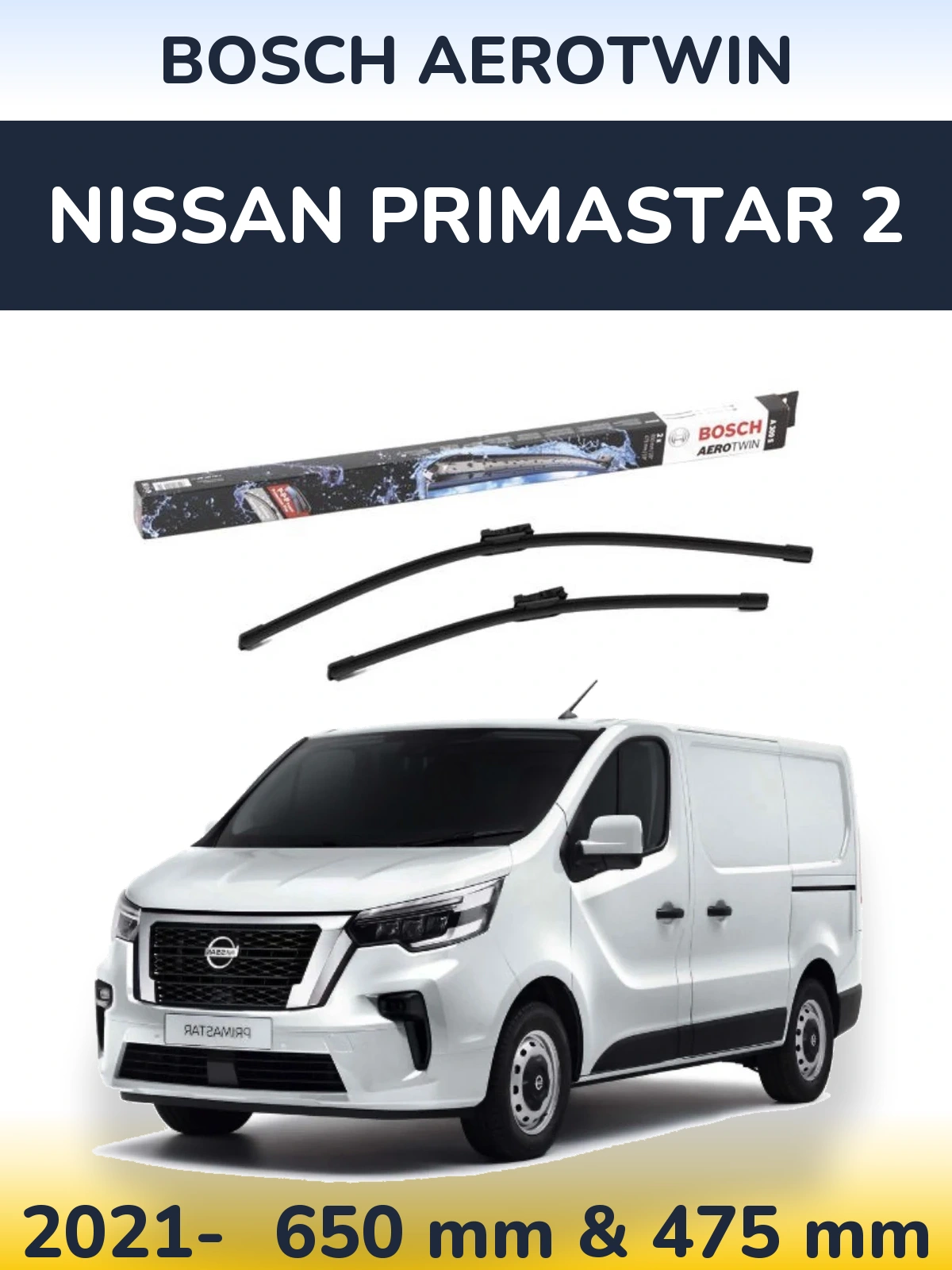 Komplet przednich wycieraczek BOSCH AeroTwin 650 & 475 mm do Nissan Primastar 2 2021-2026