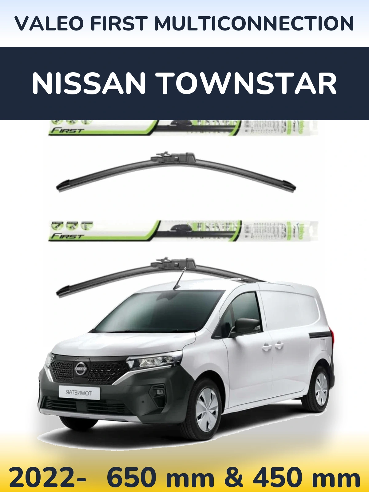 Комплект передних дворников Valeo First MultiConnection 650 & 450 мм для Nissan Townstar 2022-2026