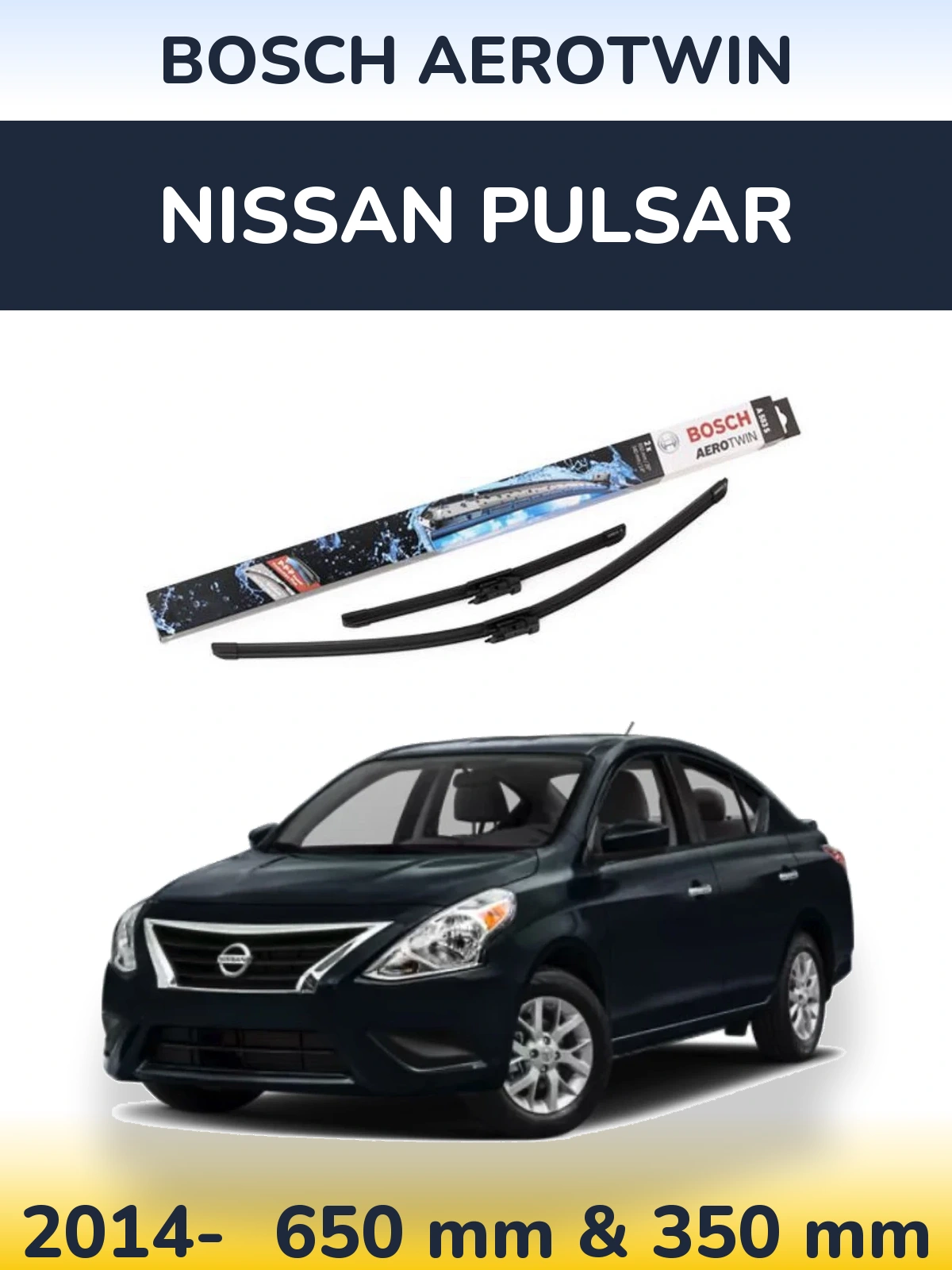 Комплект передніх щіток BOSCH AeroTwin 650 & 340 мм для Nissan Pulsar 2014-2026