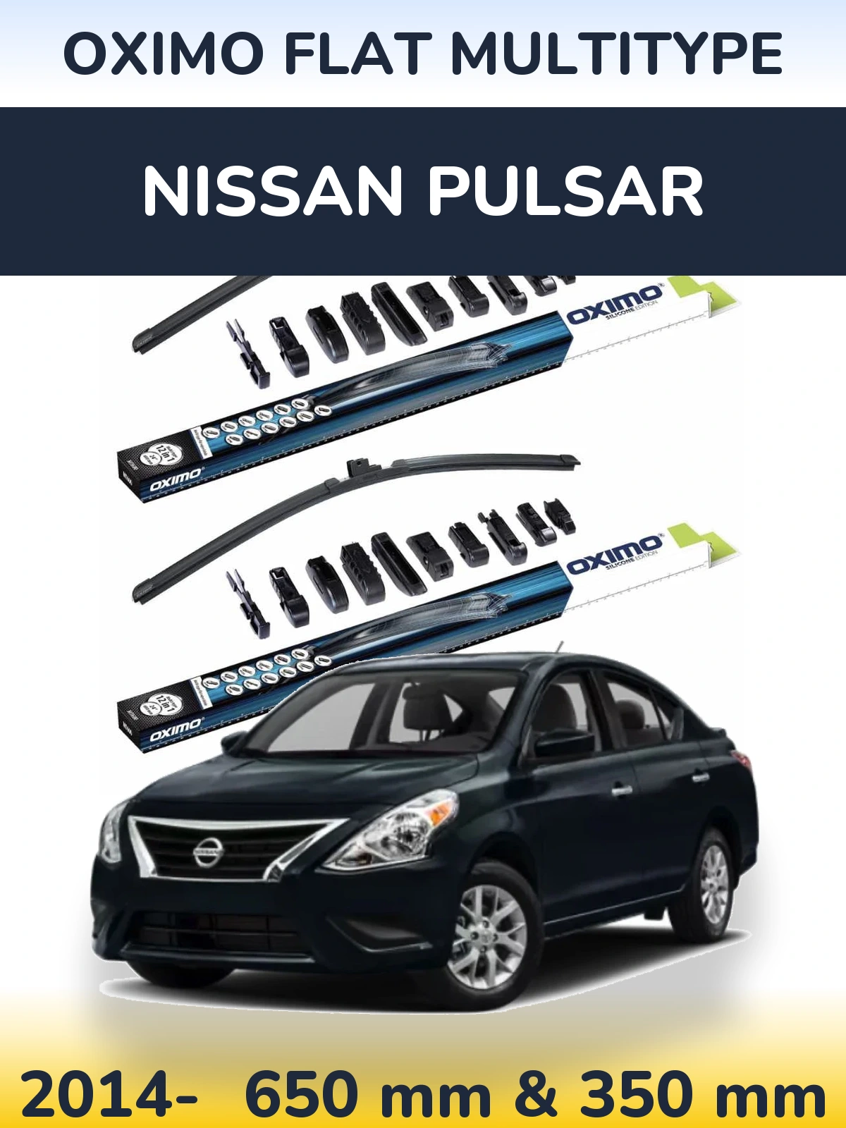 Комплект передніх щіток Oximo Flat MultiТипe 650 & 350 мм для Nissan Pulsar 2014-2026