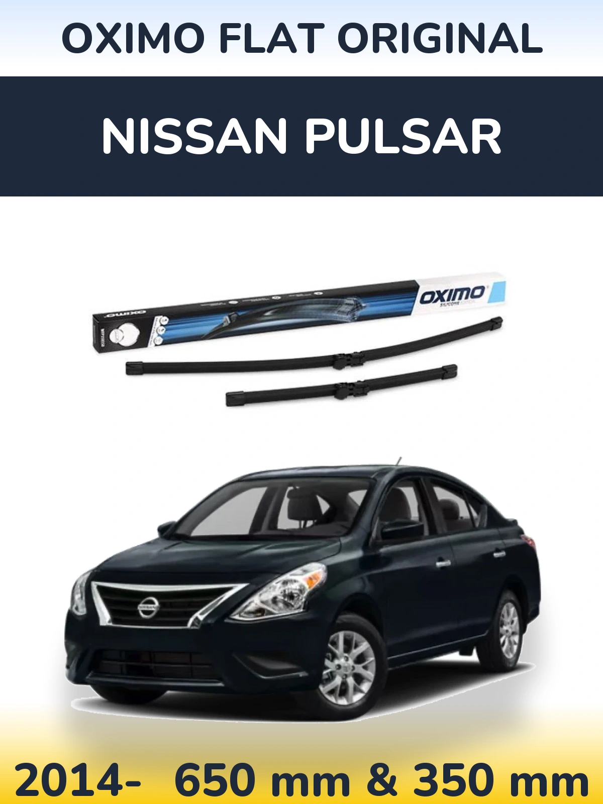 Комплект передніх щіток Oximo Flat Original 650 & 350 мм для Nissan Pulsar 2014-2026