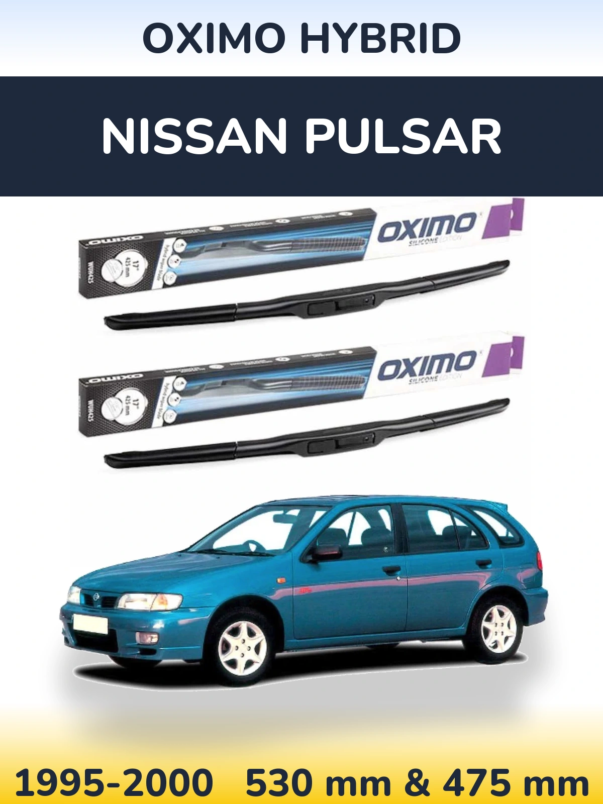 Komplet przednich wycieraczek Oximo Hybrid 530 & 475 mm do Nissan Pulsar 1995-2000