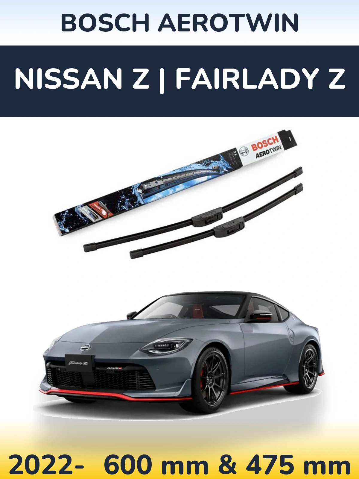 Комплект передніх щіток BOSCH AeroTwin 600 & 475 мм для Nissan Z | Fairlady Z 2022-2026