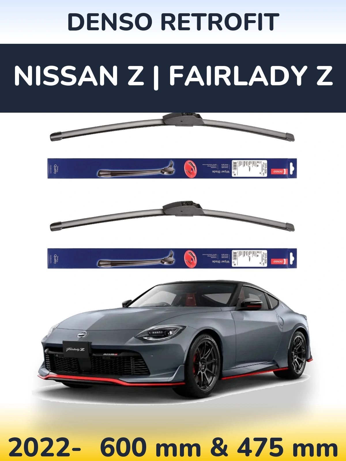 Комплект передніх щіток Denso Retrofit 600 & 475 мм для Nissan Z | Fairlady Z 2022-2026